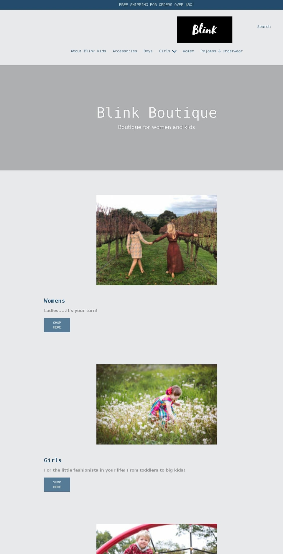 blinkforkids.com shopify website screenshot