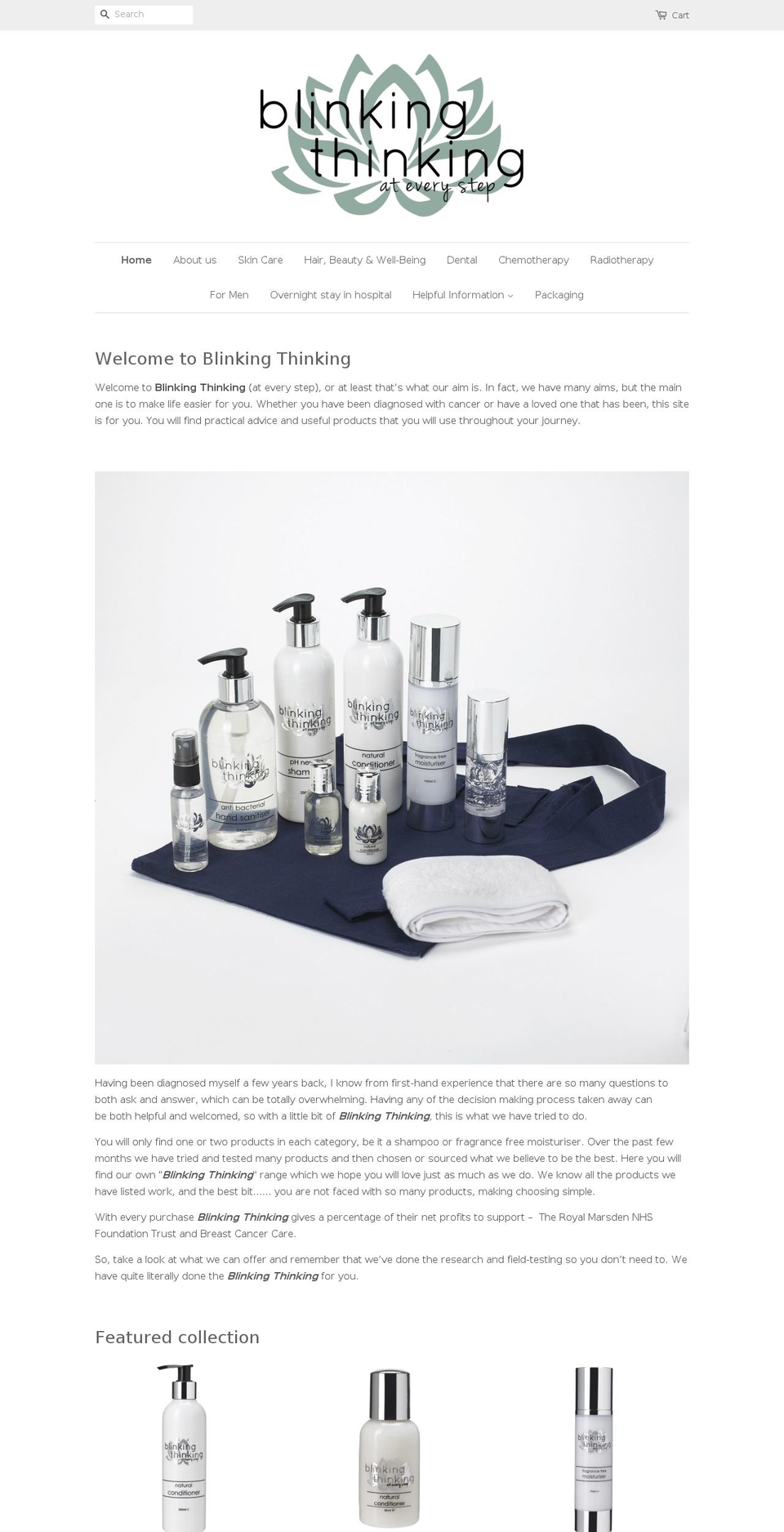 blinkingthinking.com — Shopify storefront screenshot