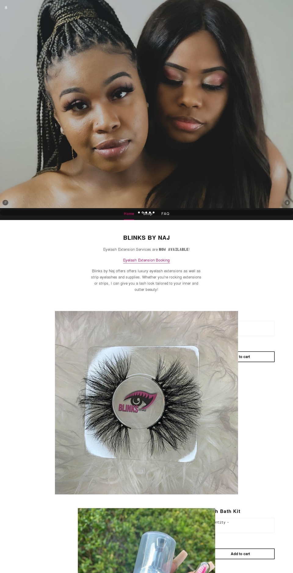 blinksbynaj.com shopify website screenshot