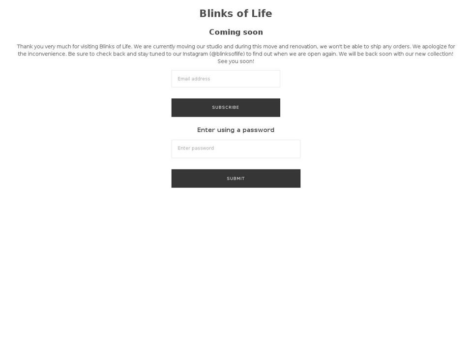 blinksoflife.com shopify website screenshot