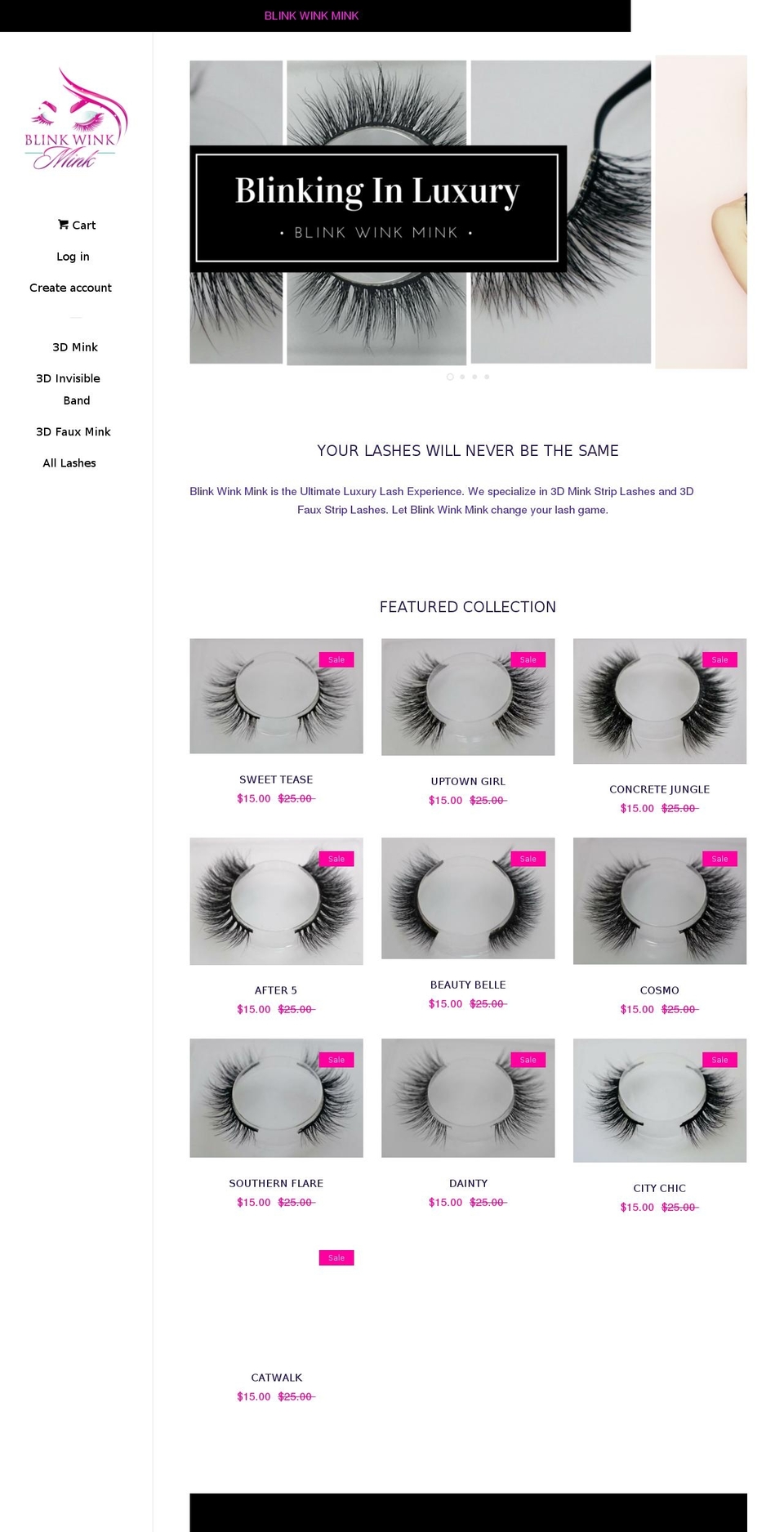 blinkwinkmink.com — Shopify storefront screenshot