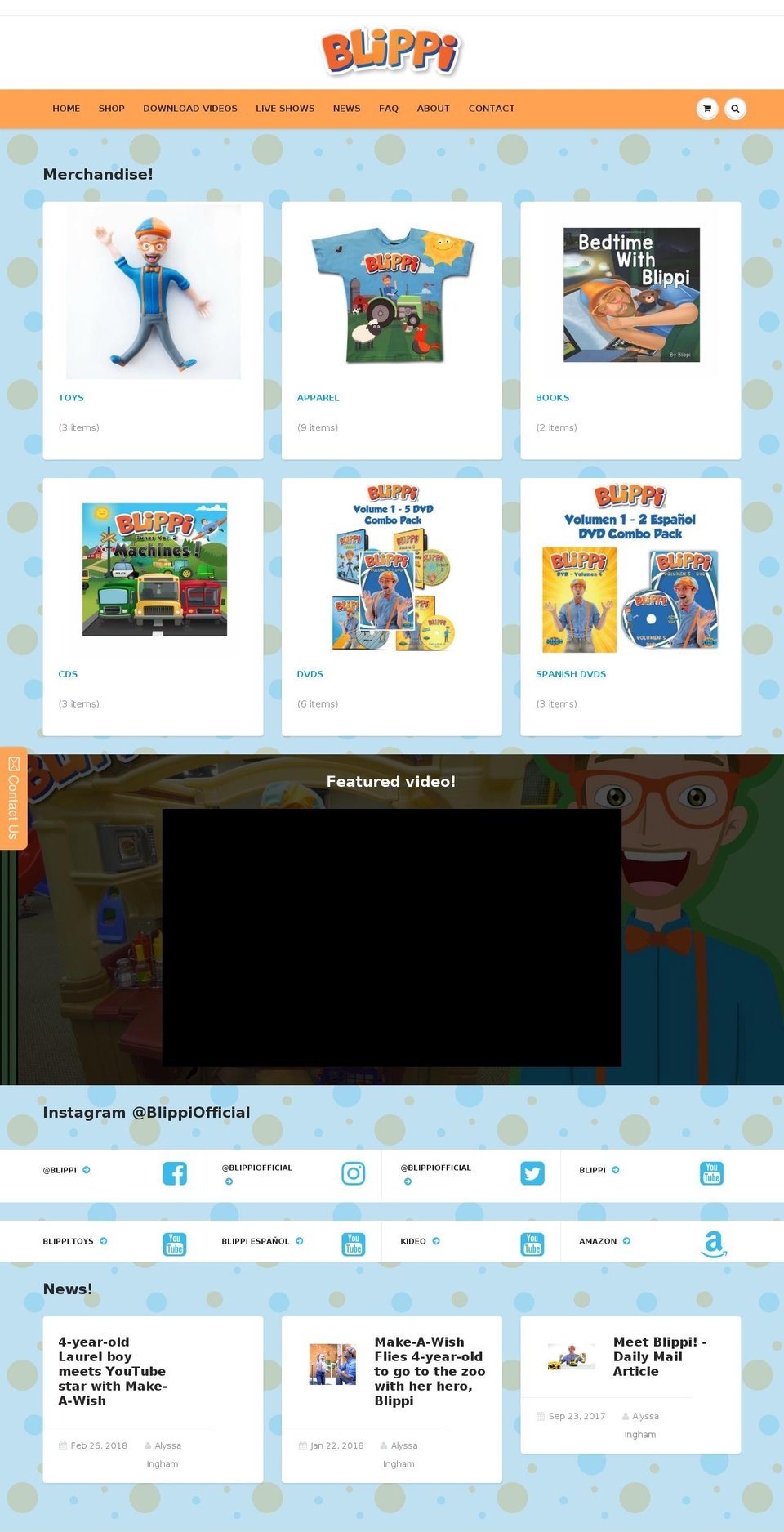 blippi.com — Shopify storefront screenshot