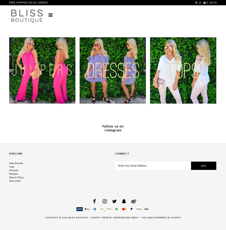 bliss.boutique shopify website screenshot