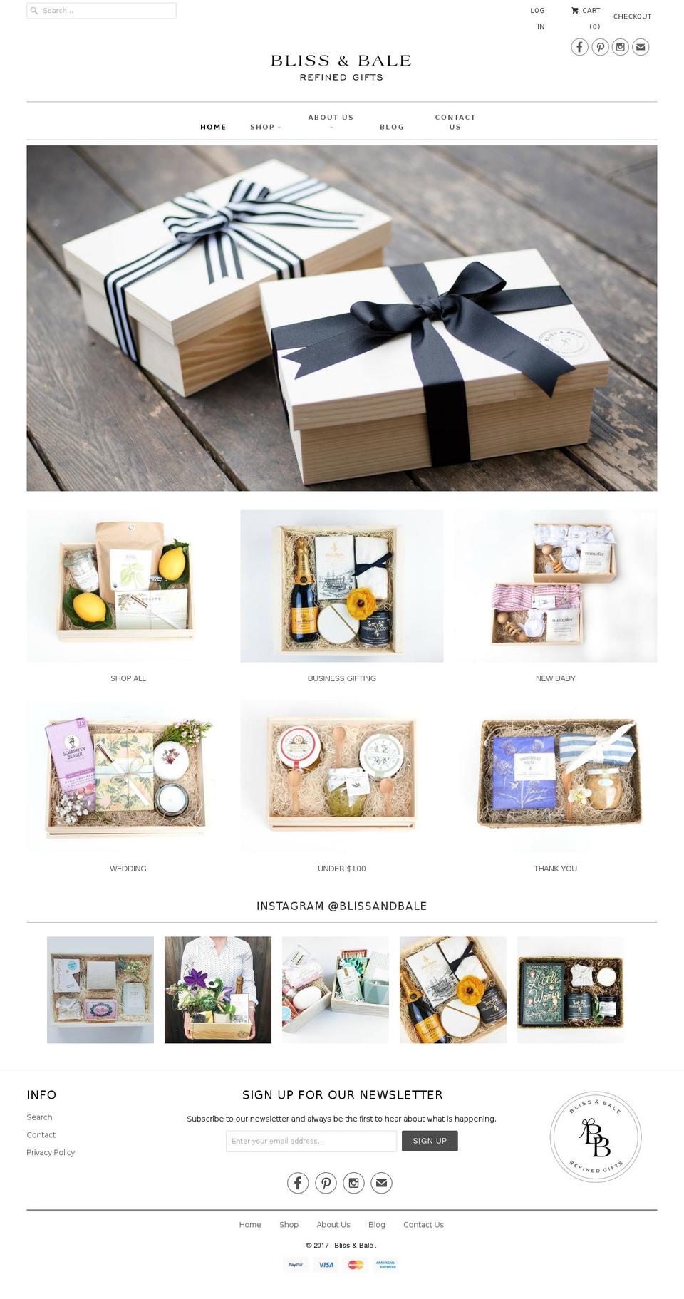 blissandbael.com shopify website screenshot