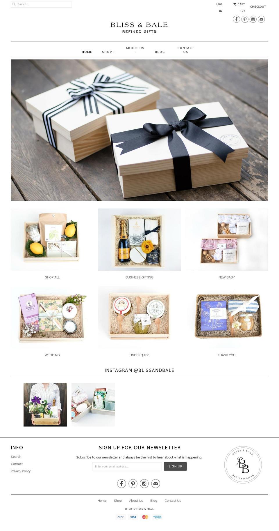 blissandbail.com shopify website screenshot