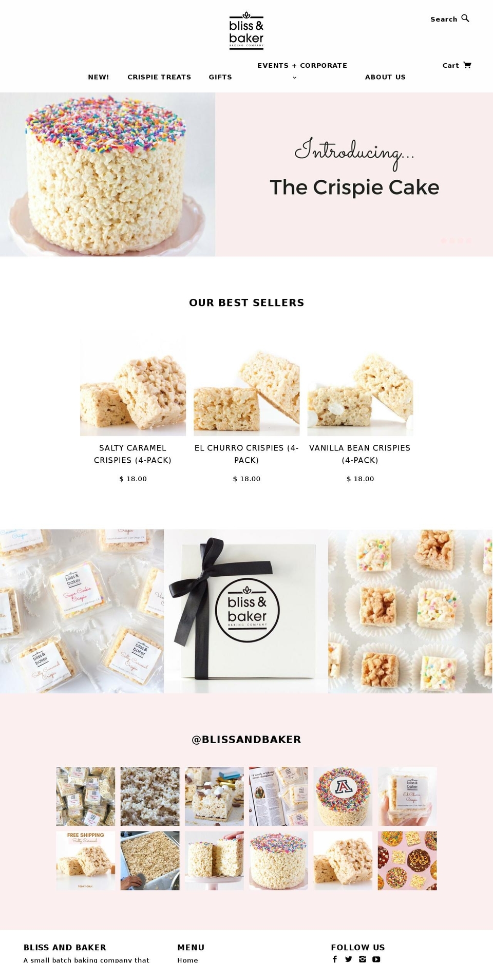 blissandbaker.com shopify website screenshot