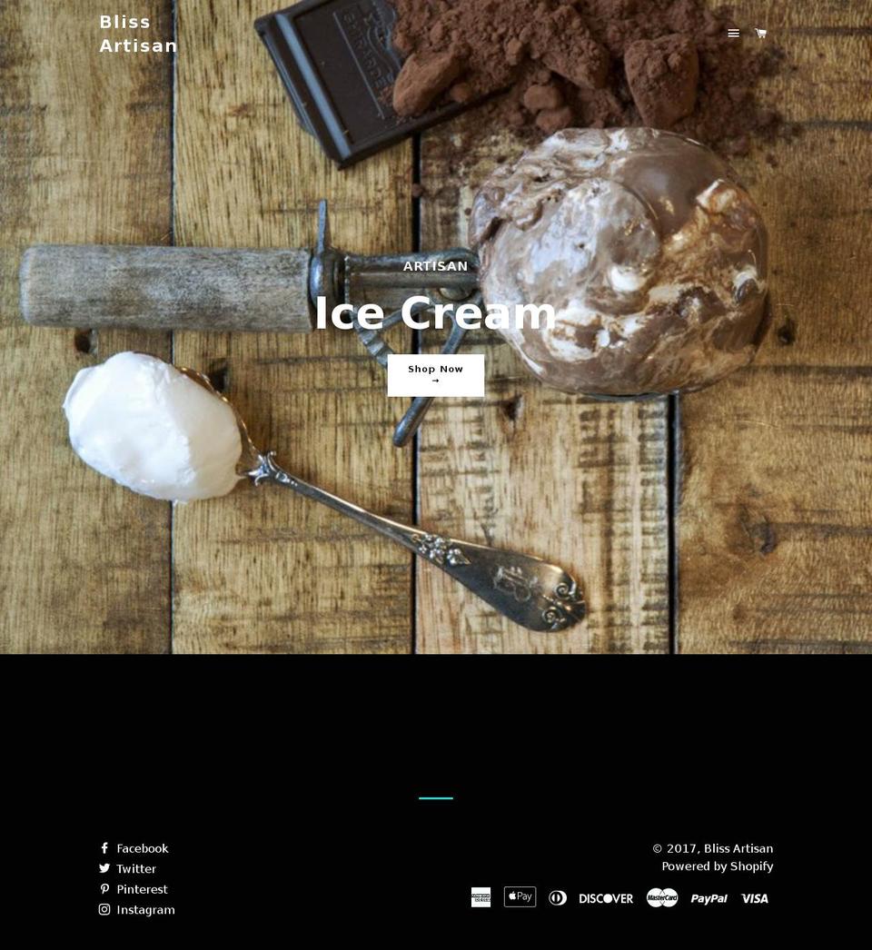blissartisan.com shopify website screenshot