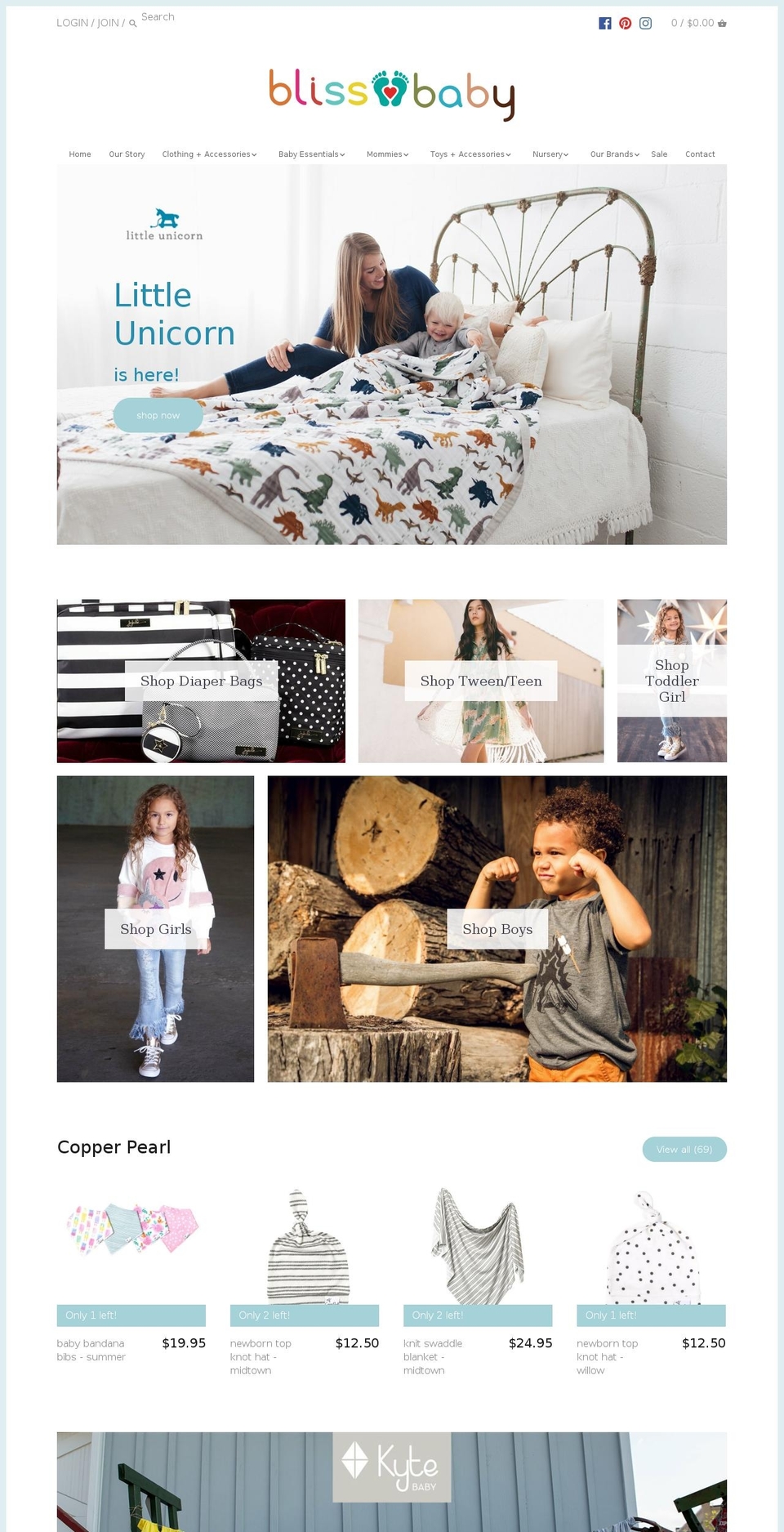 blissbabylubbock.com — Shopify storefront screenshot