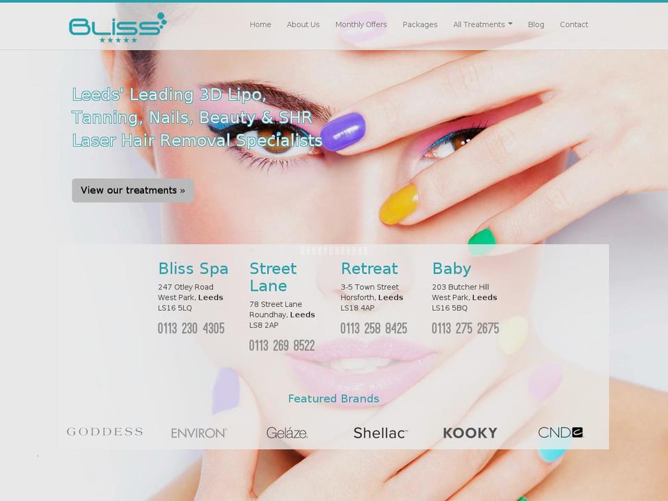 blissbeautyspa.com shopify website screenshot