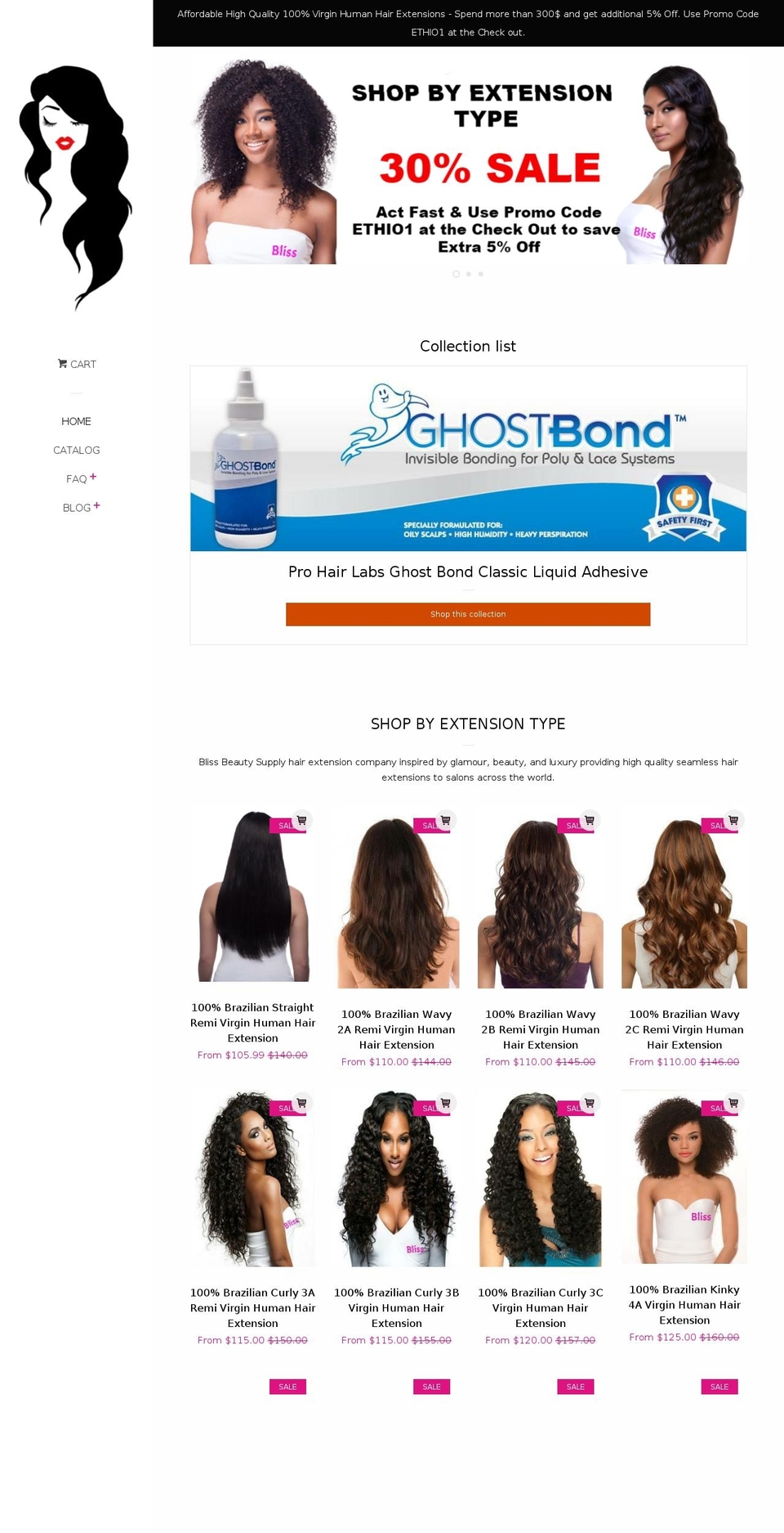 blissbeautysupply.com — Shopify storefront screenshot