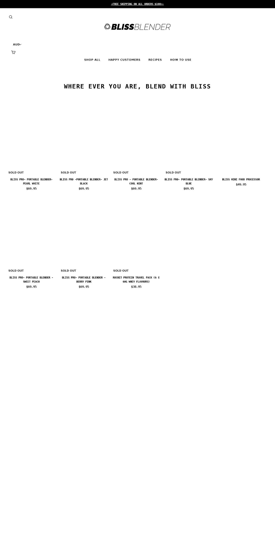 blissblender.com shopify website screenshot