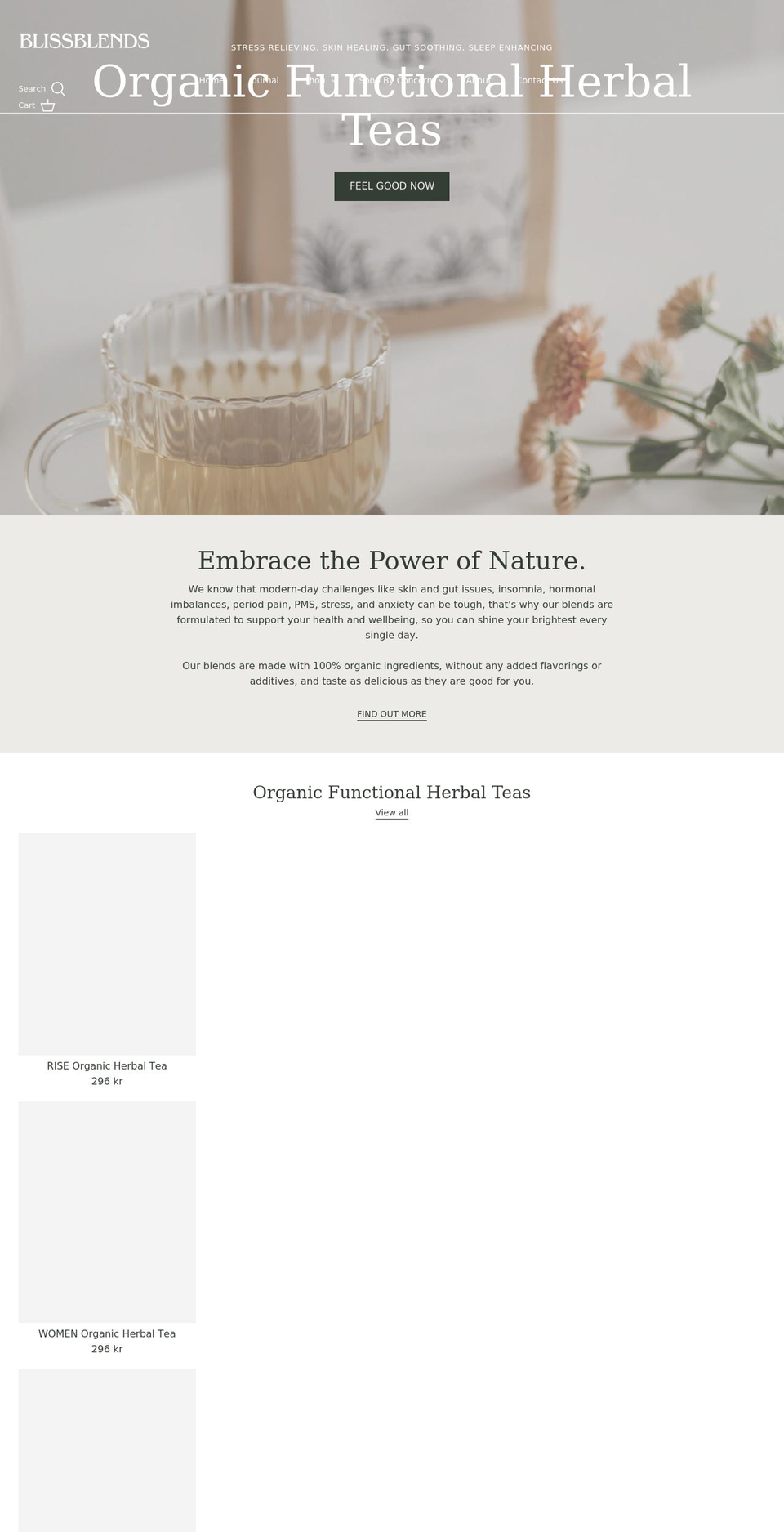 blissblends.com shopify website screenshot