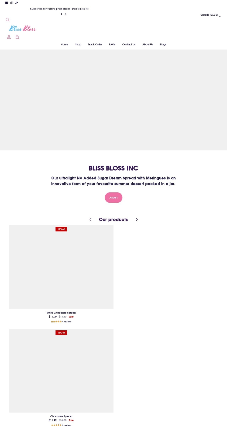 blissbloss.com shopify website screenshot
