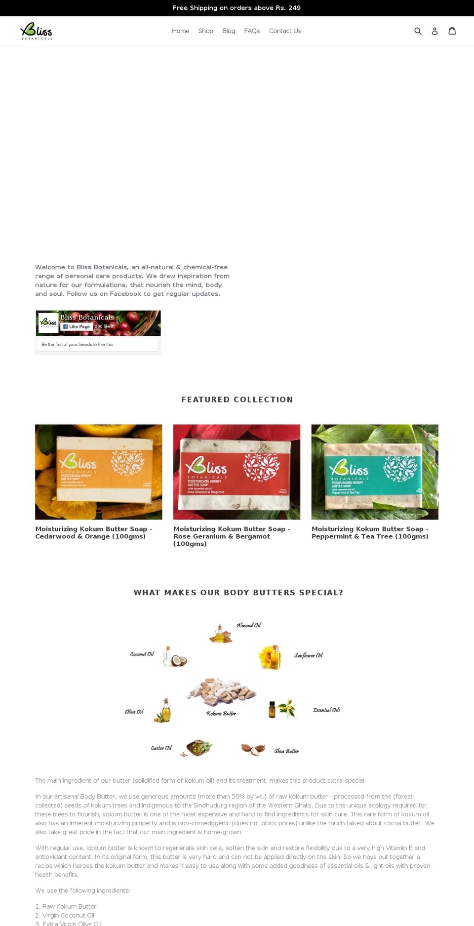 blissbotanicals.in shopify website screenshot