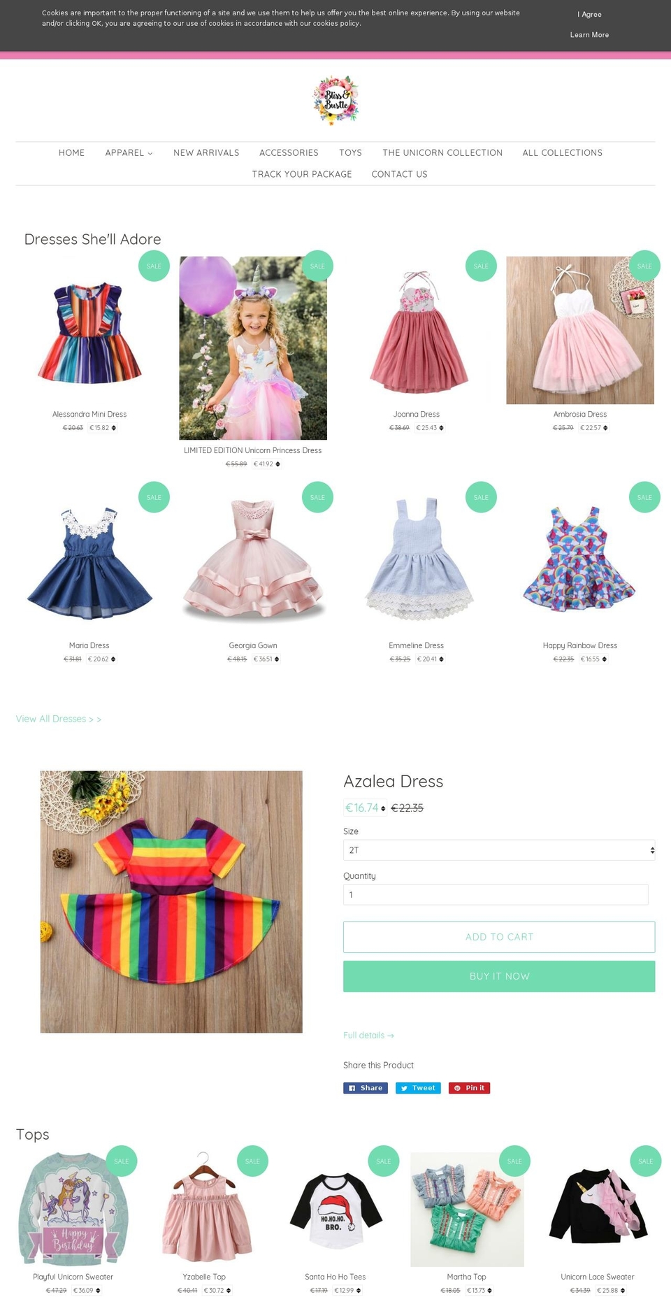 blissbustle.com shopify website screenshot