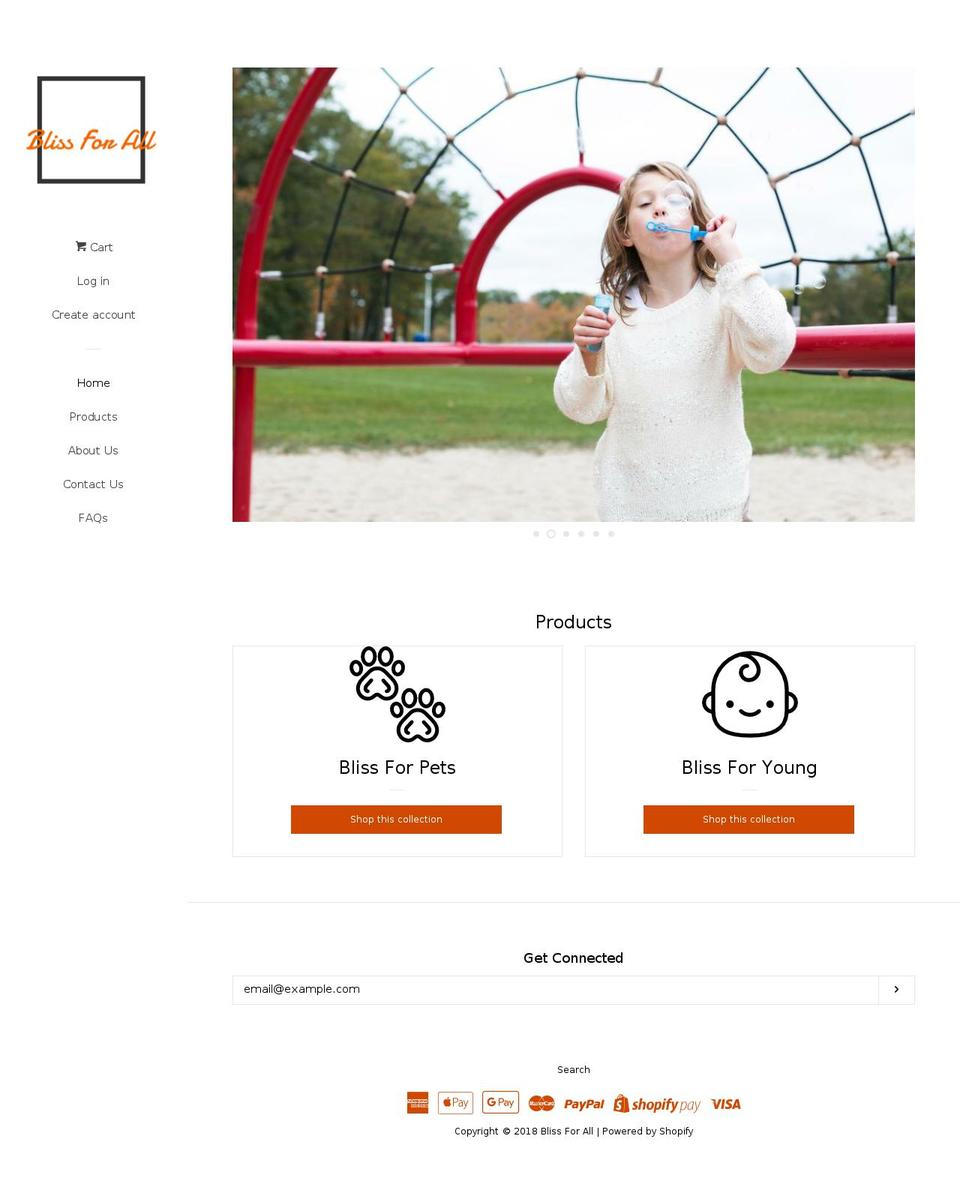 blissforall.com — Shopify storefront screenshot