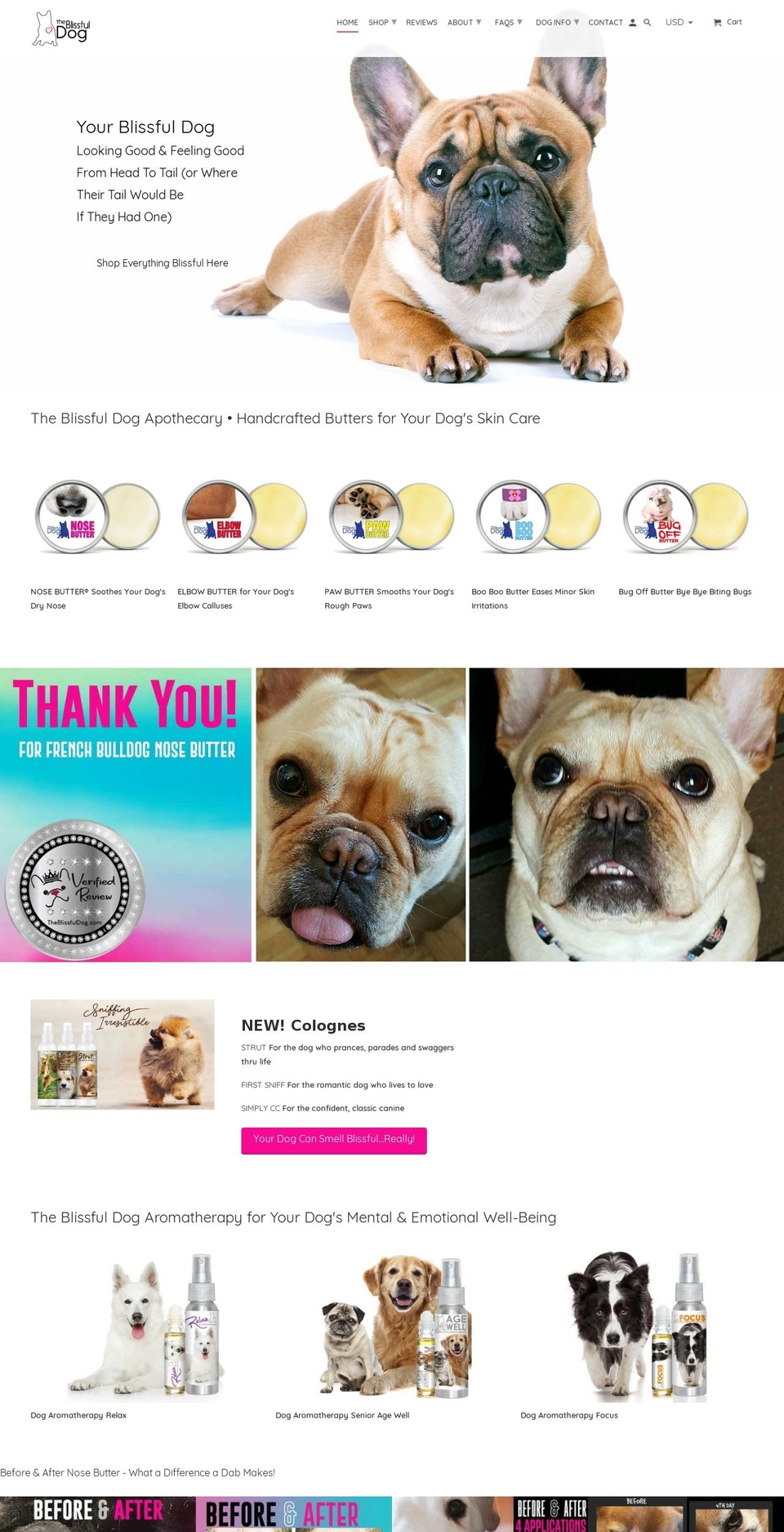 blissful.dog shopify website screenshot