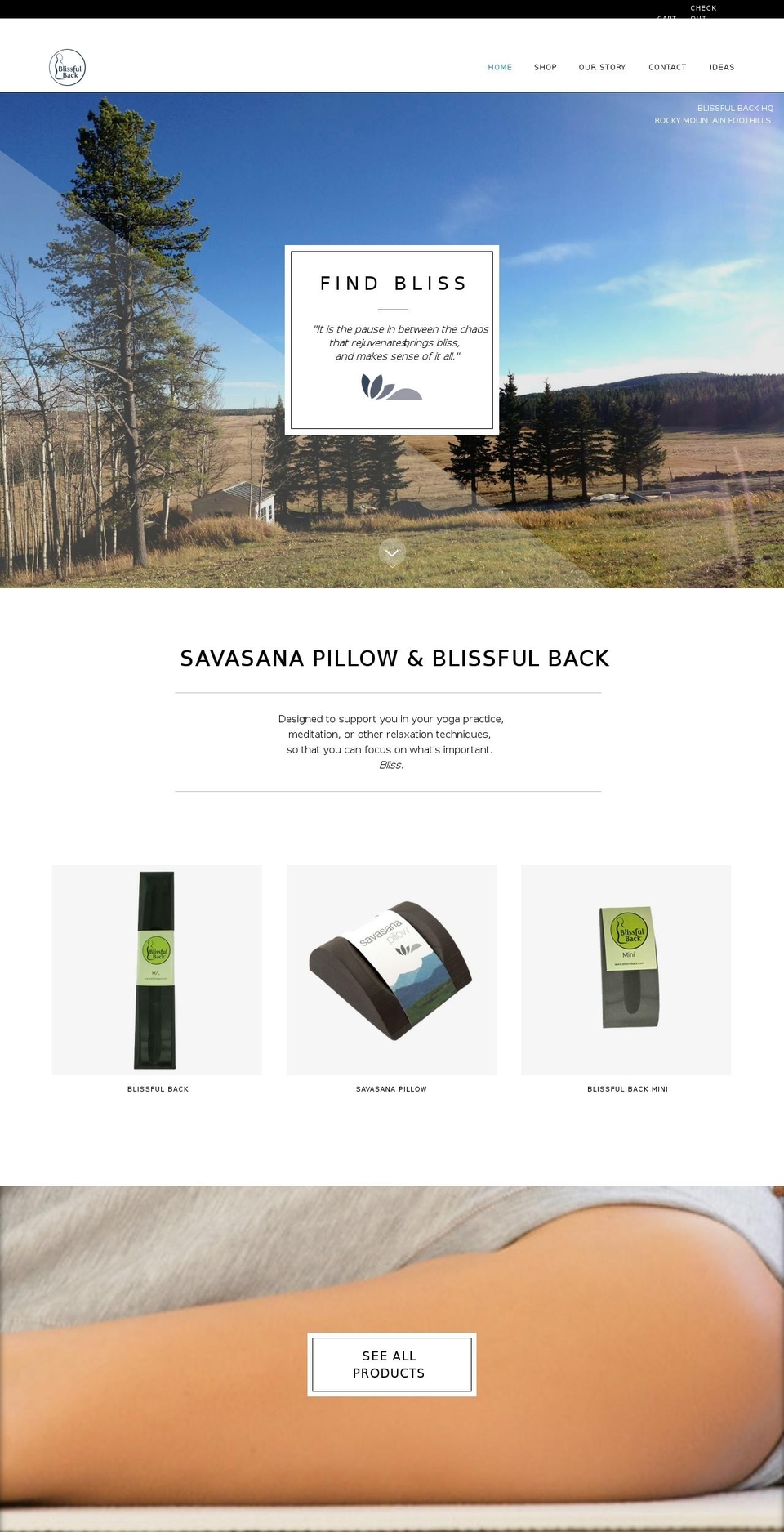 blissfulback.ca shopify website screenshot