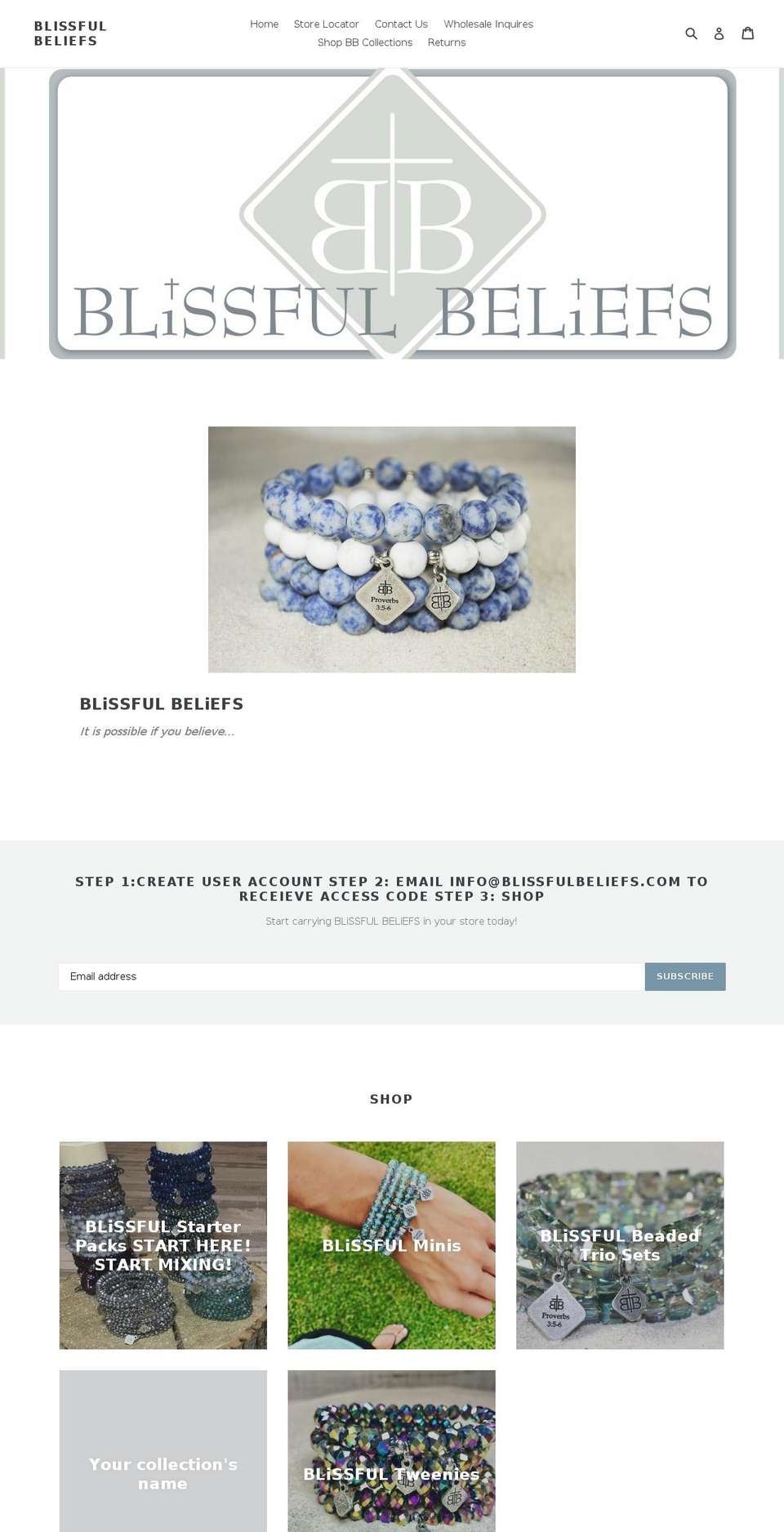 blissfulbeliefs.com — Shopify storefront screenshot