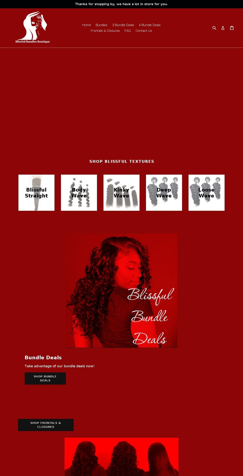blissfulbundlesboutique.com — Shopify storefront screenshot