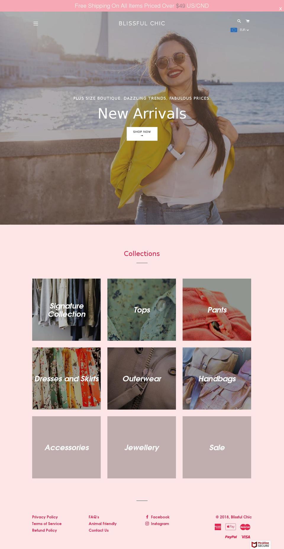 blissfulchic.com shopify website screenshot