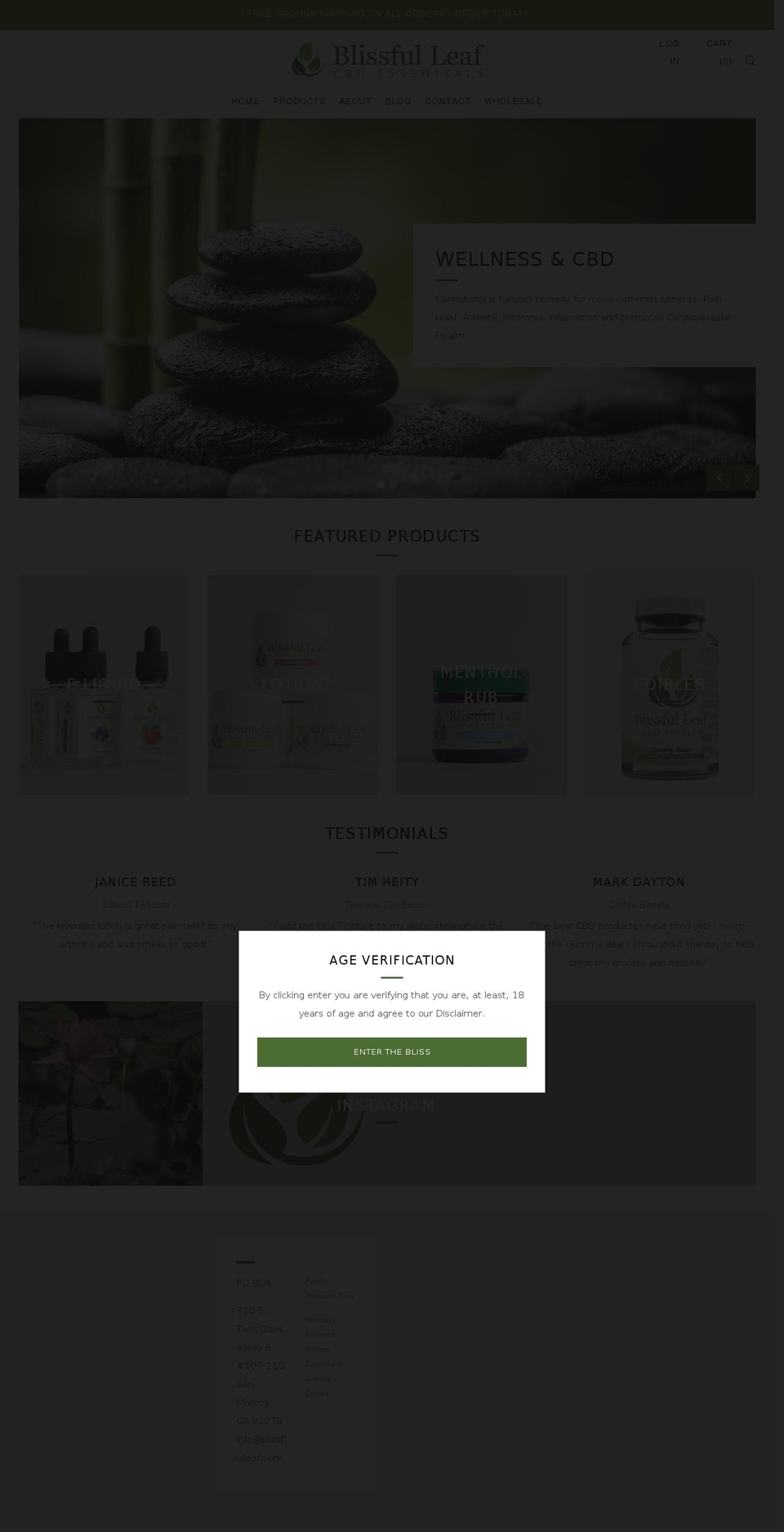 blissfulleaf.com — Shopify storefront screenshot