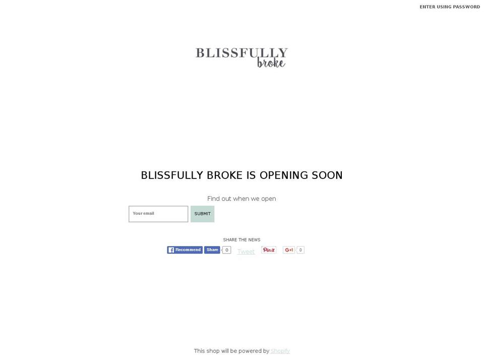 blissfully-broke.com shopify website screenshot