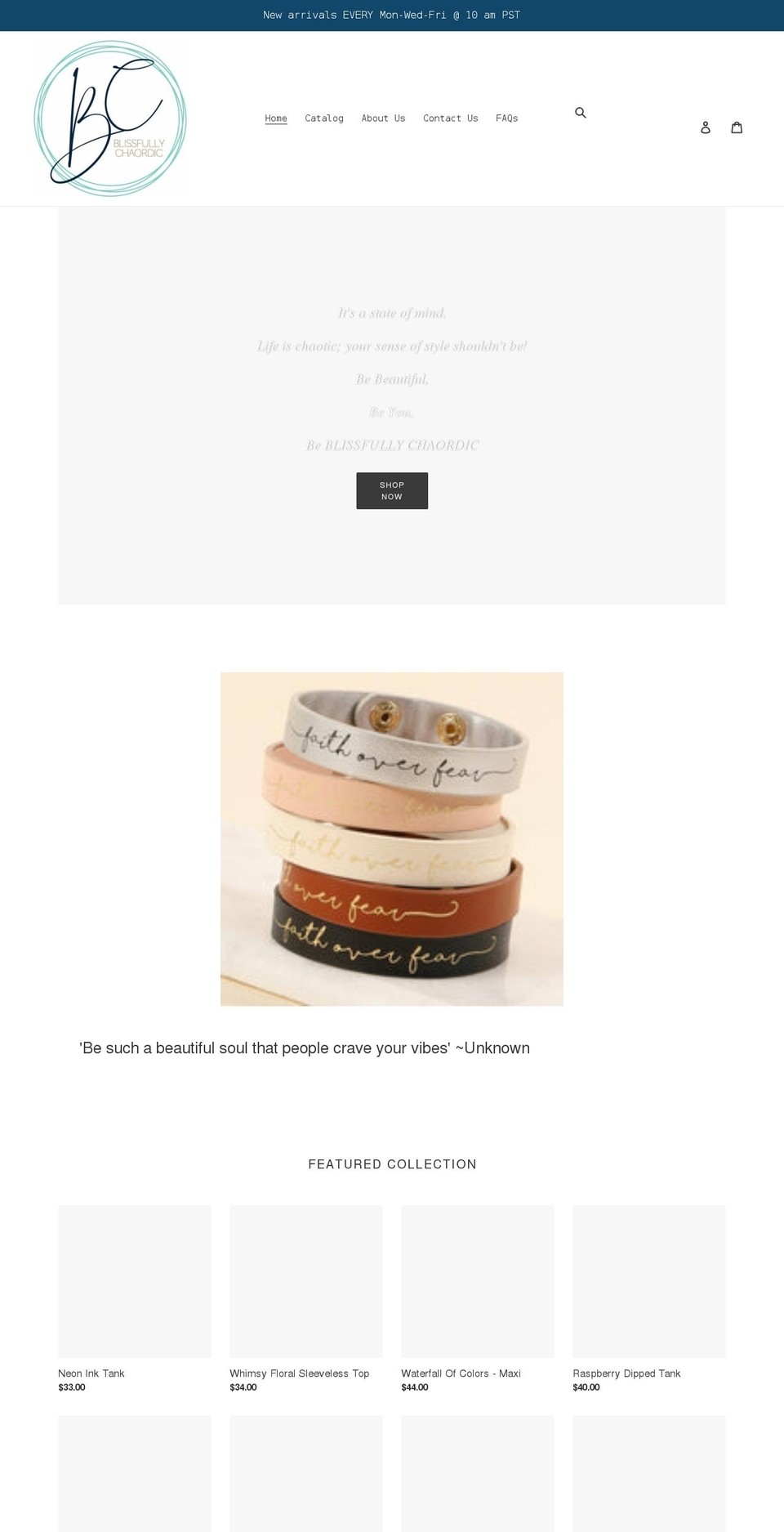blissfullychaordic.com shopify website screenshot
