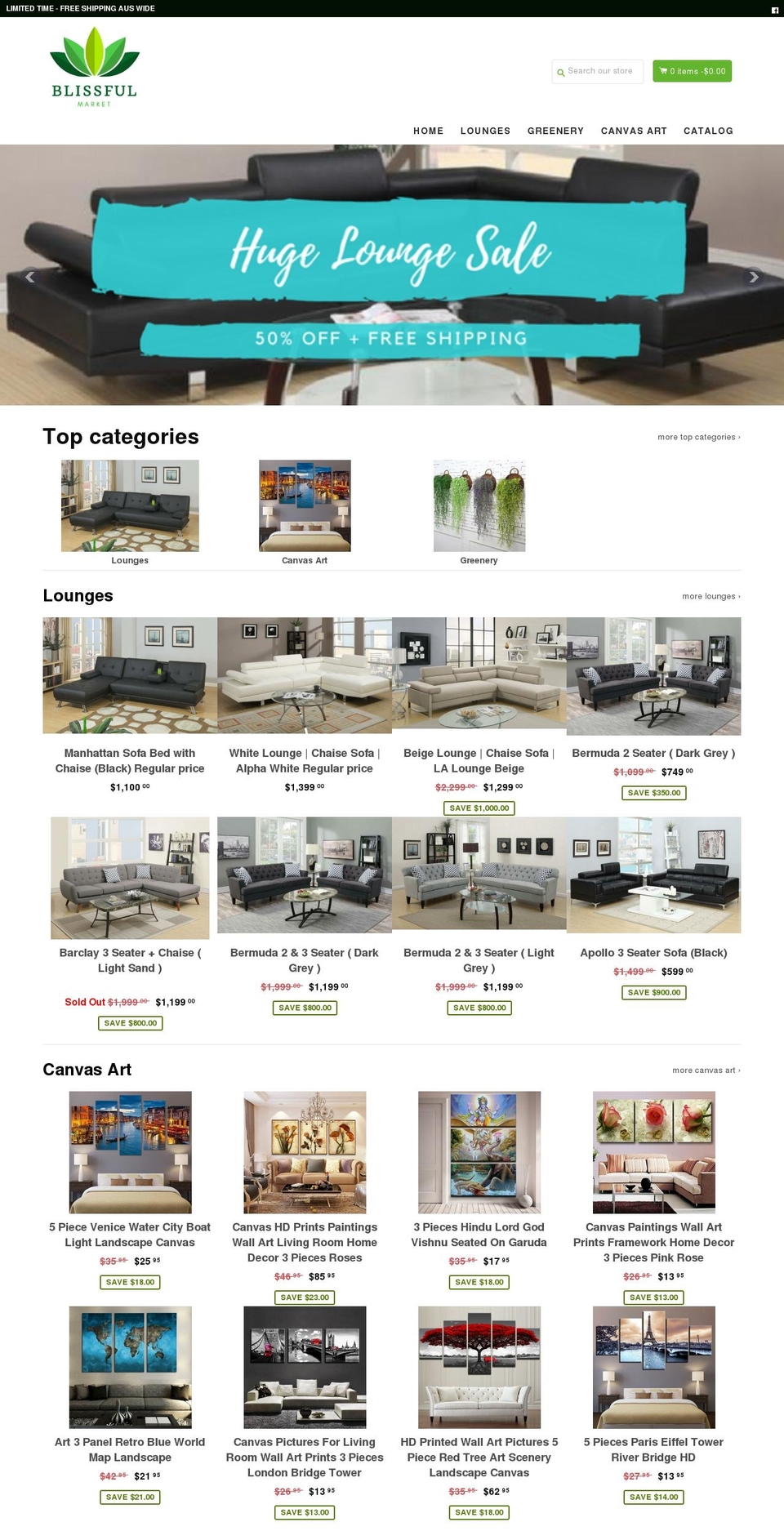 blissfulmarket.com shopify website screenshot