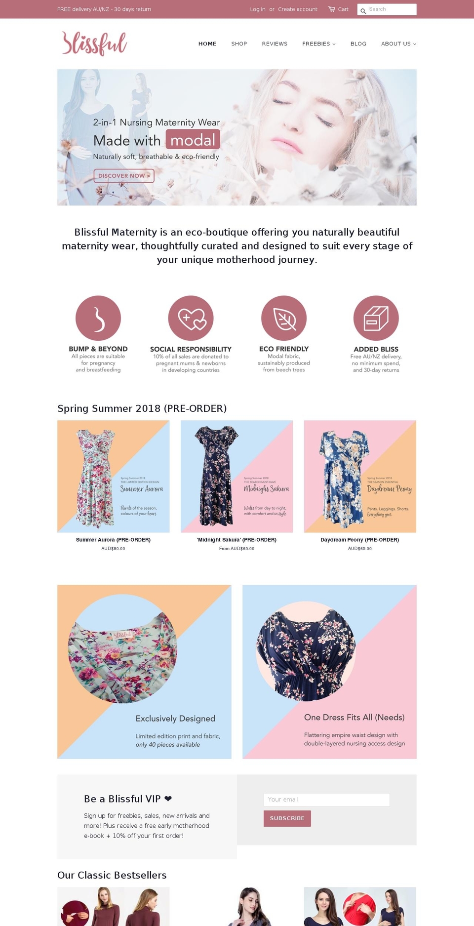 Copy of Minimal v2 Shopify theme site example blissfulmaternity.com