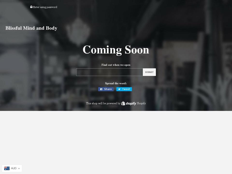 blissfulmindandbody.com — Shopify storefront screenshot