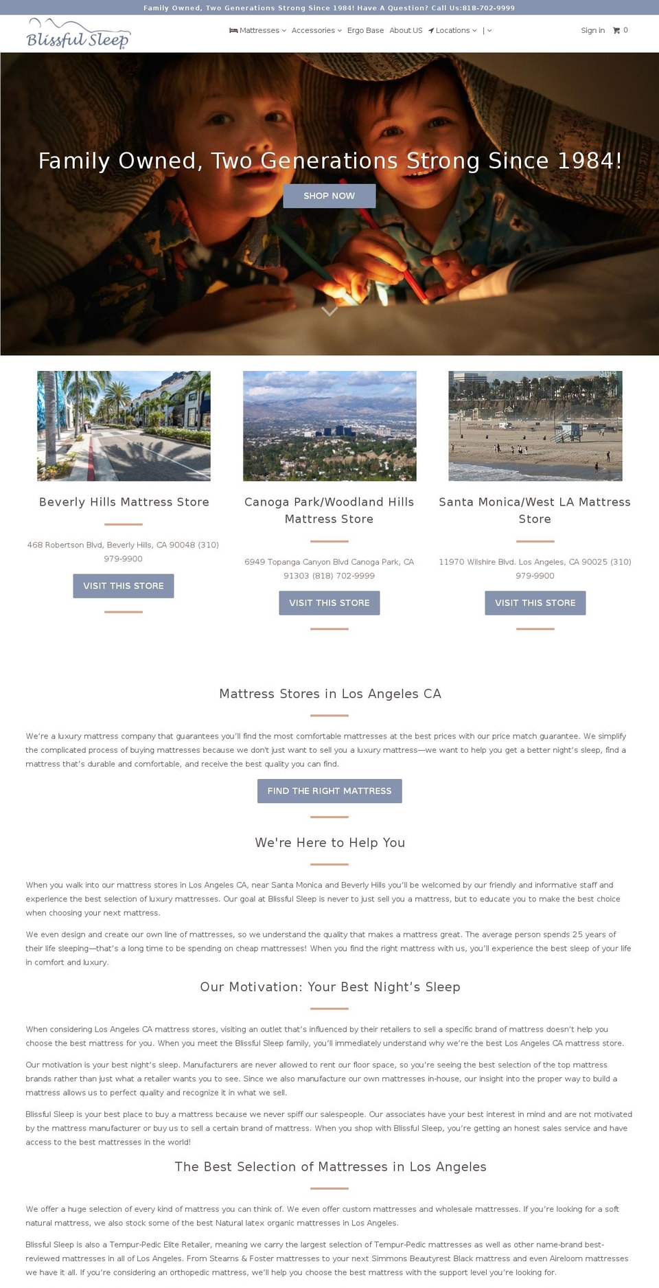 blissfulsleep.com shopify website screenshot