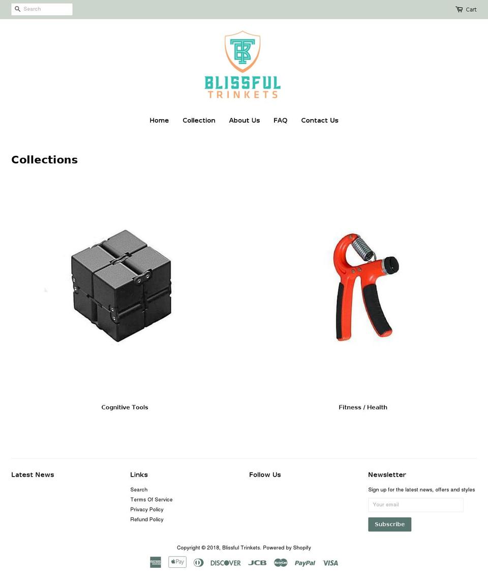 blissfultrinkets.com — Shopify storefront screenshot