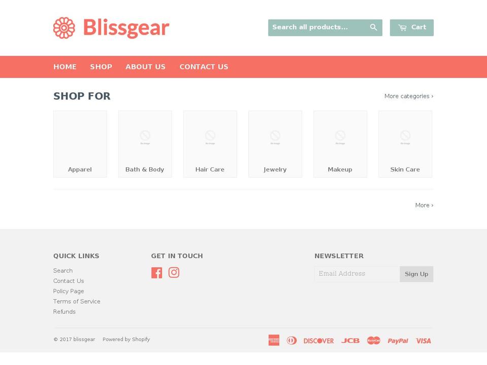 blissgear.com shopify website screenshot