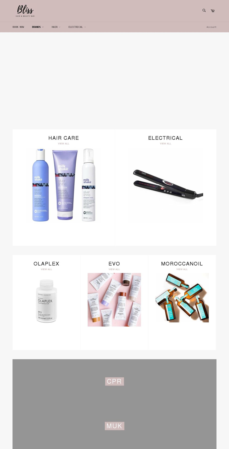 blisshairandbeautybar.com shopify website screenshot