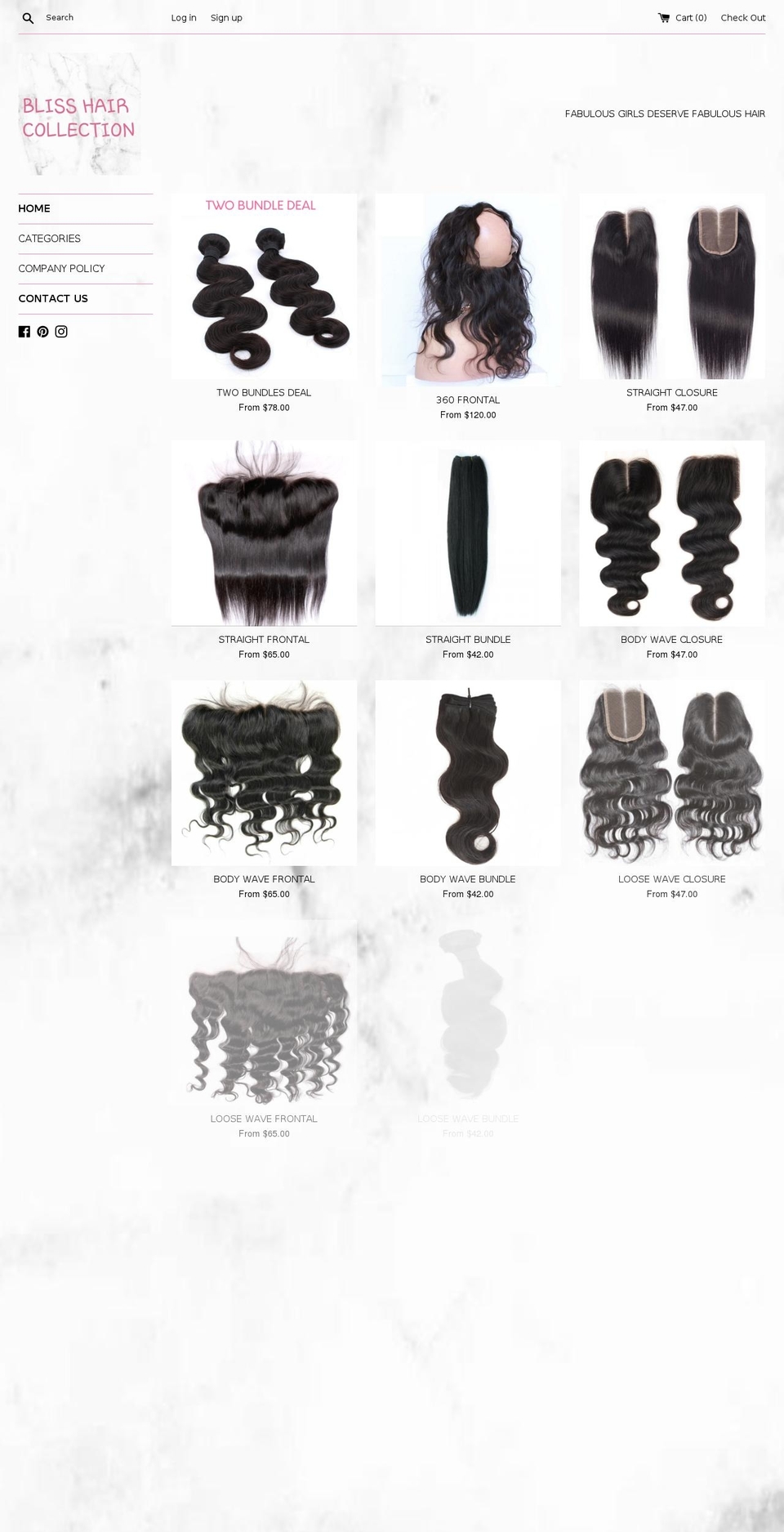 blisshaircollection.com — Shopify storefront screenshot