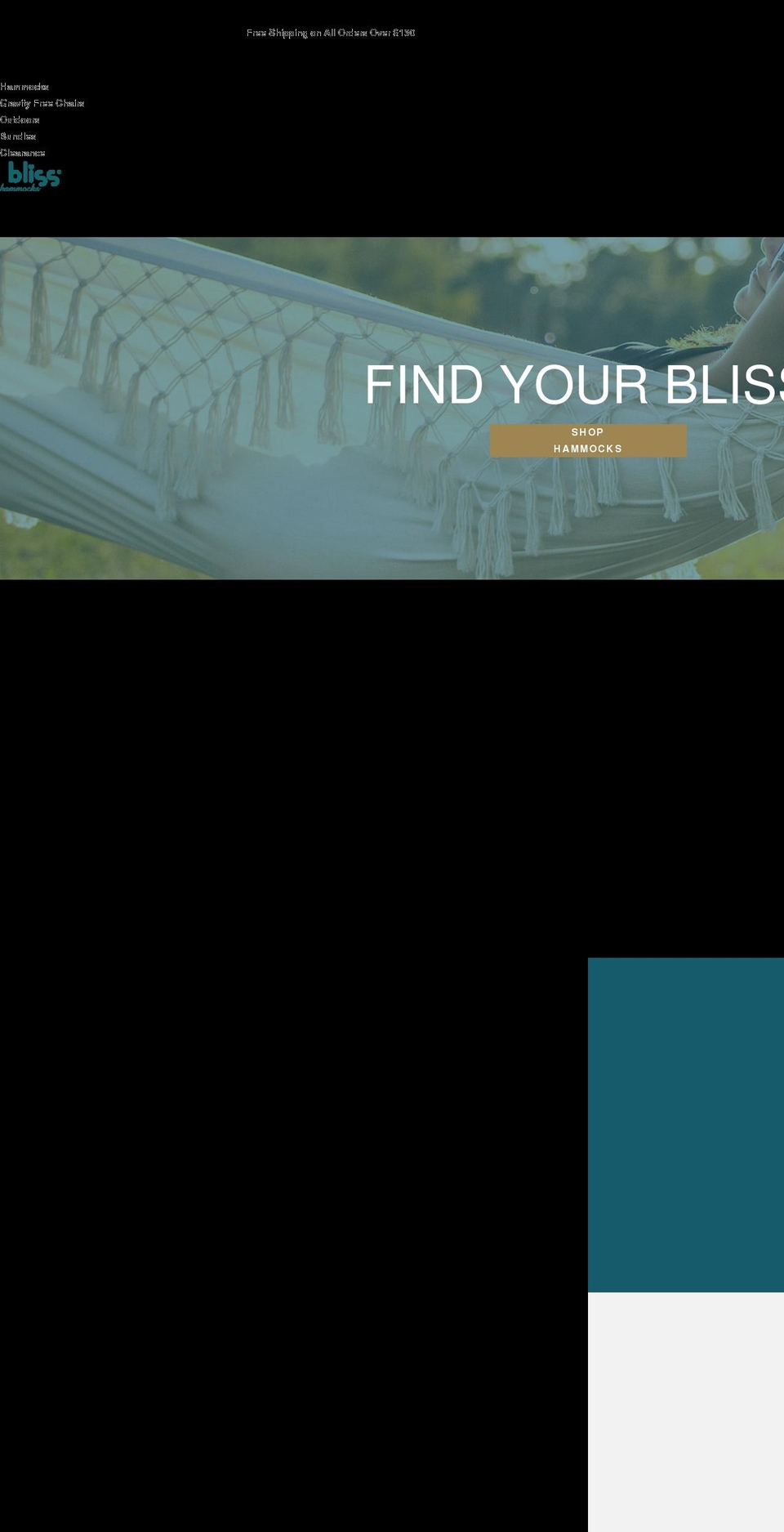 blisshammocks.com shopify website screenshot