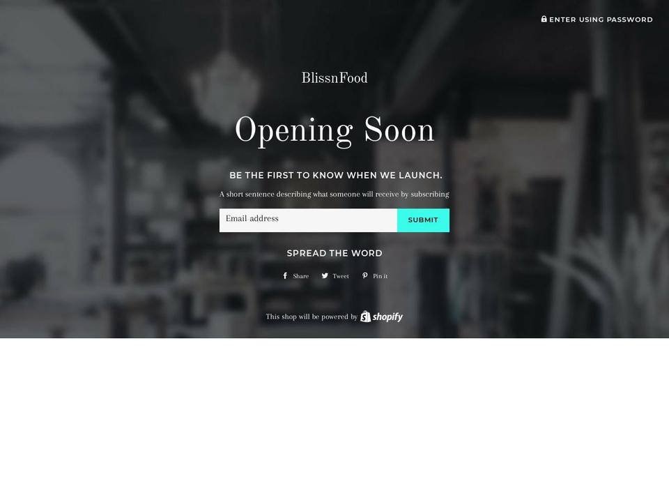 blissnfood.com shopify website screenshot