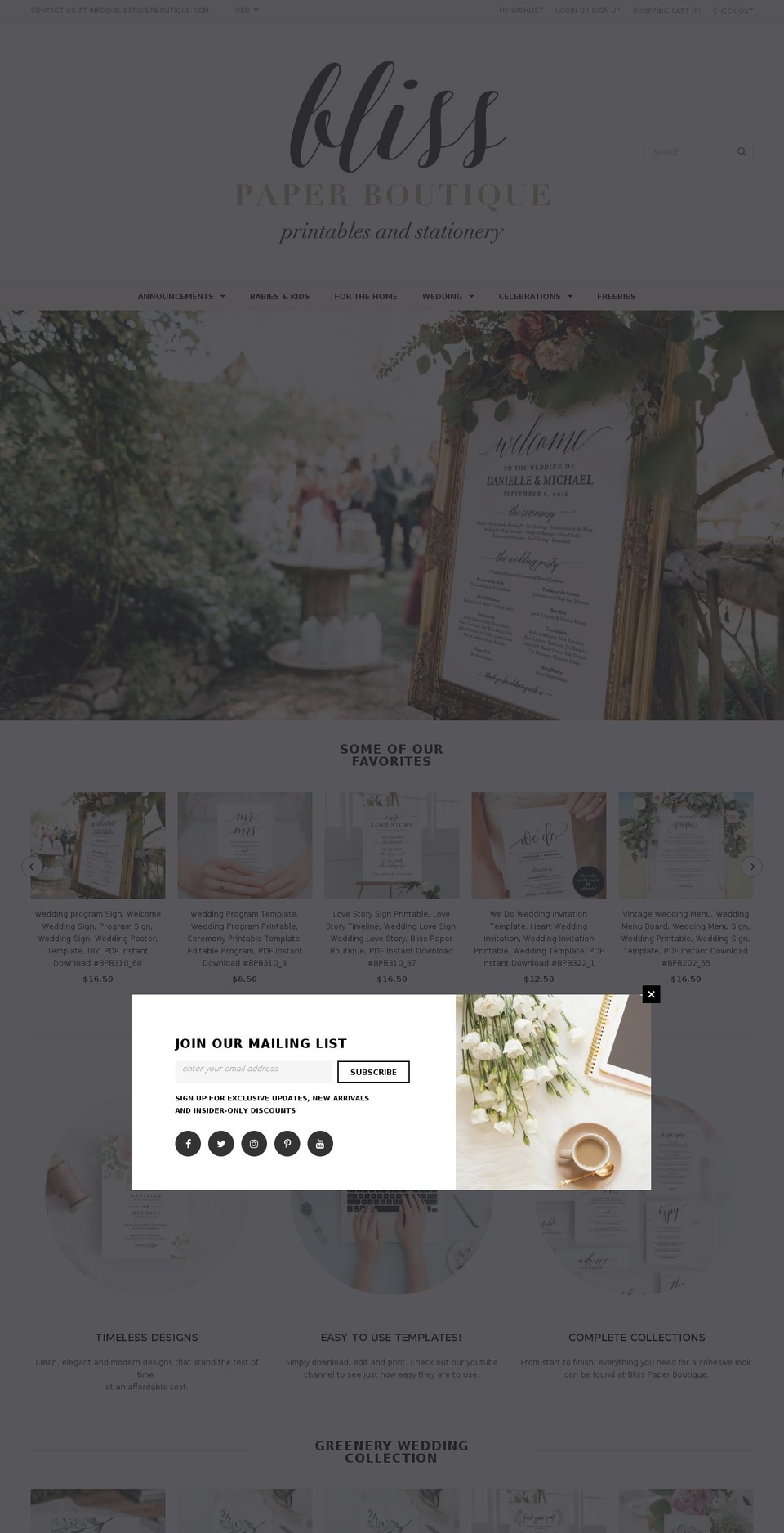 blisspaperboutique.com shopify website screenshot