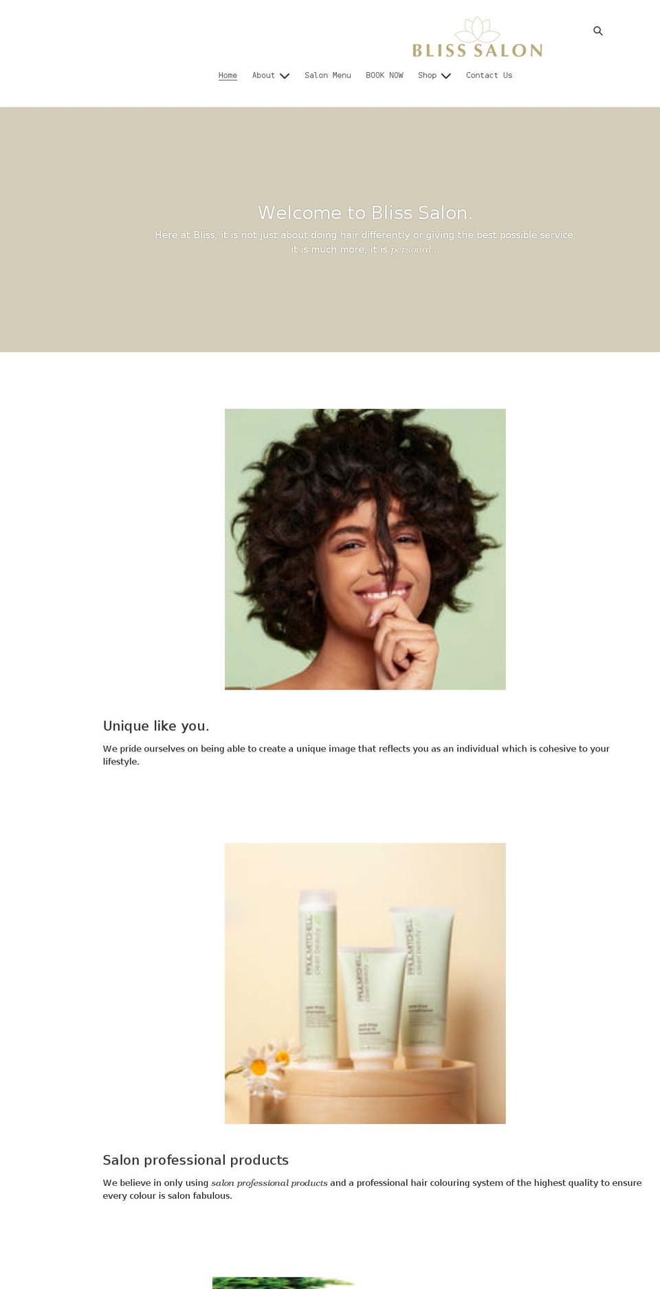 blisssalon.com.au shopify website screenshot