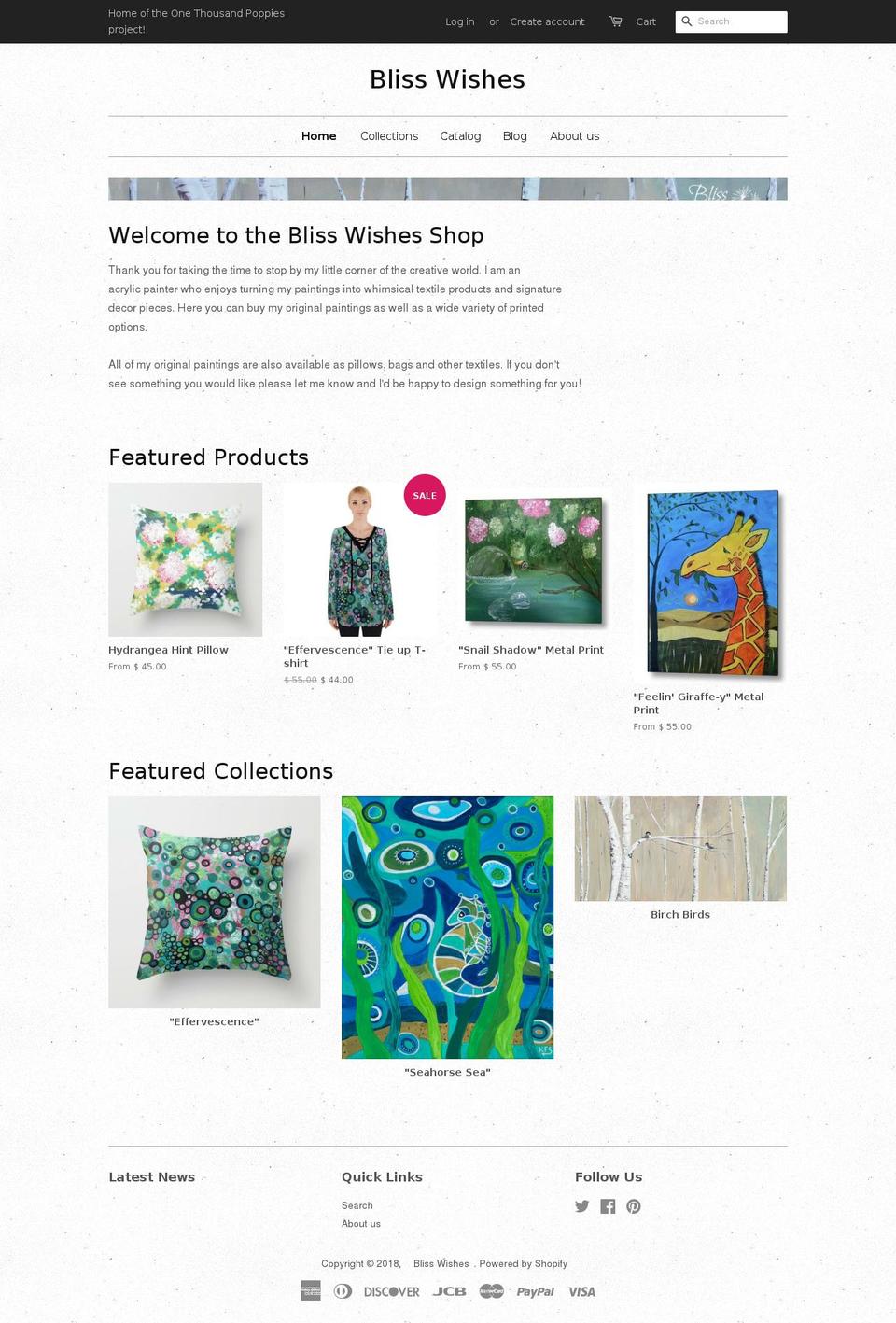 blisswishes.com — Shopify storefront screenshot