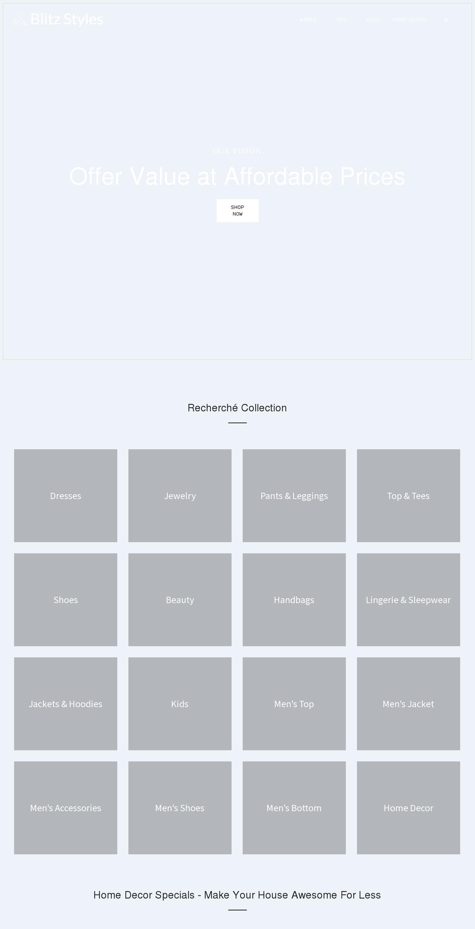 blitz-styles.com shopify website screenshot