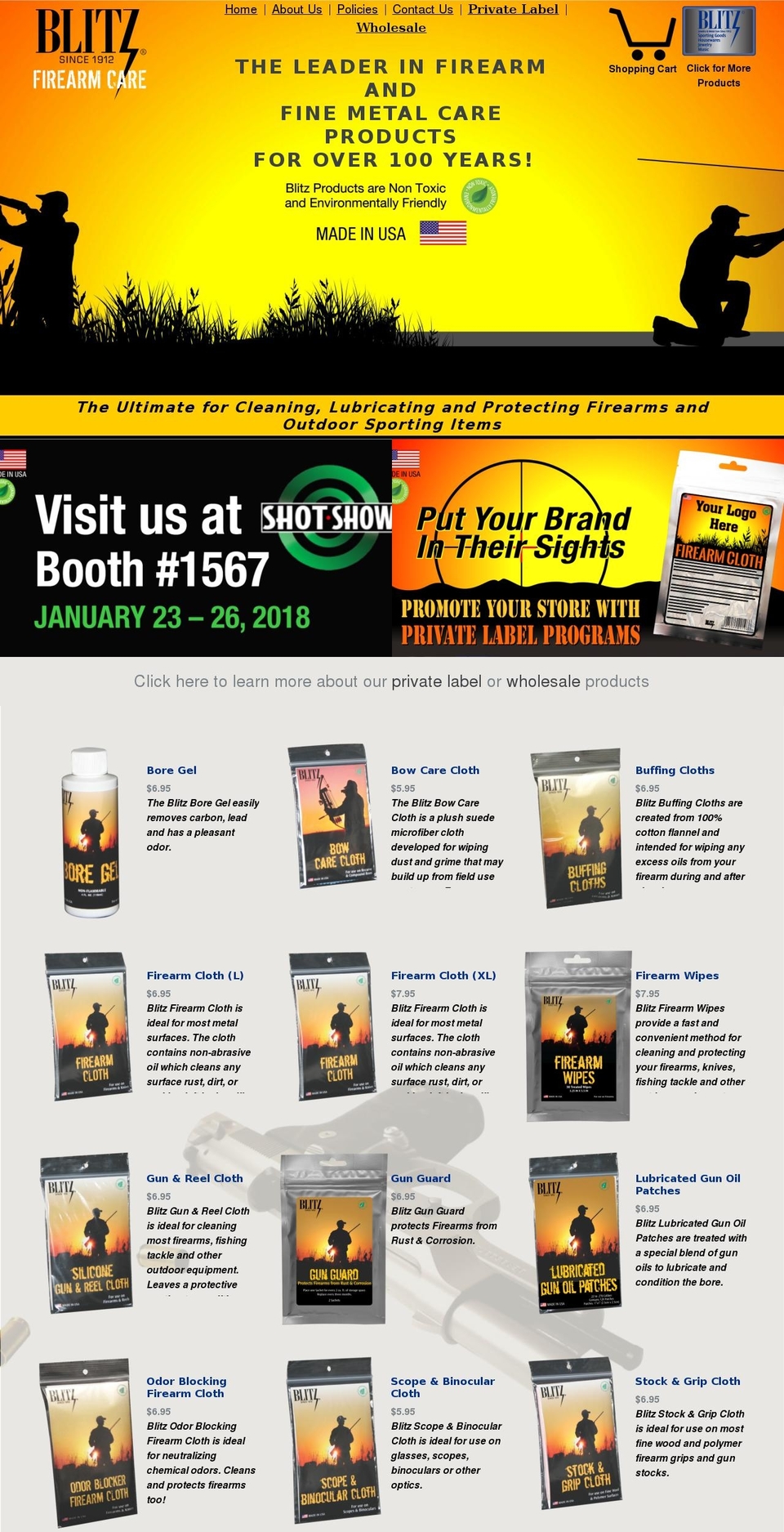 blitzfirearmcare.com — Shopify storefront screenshot