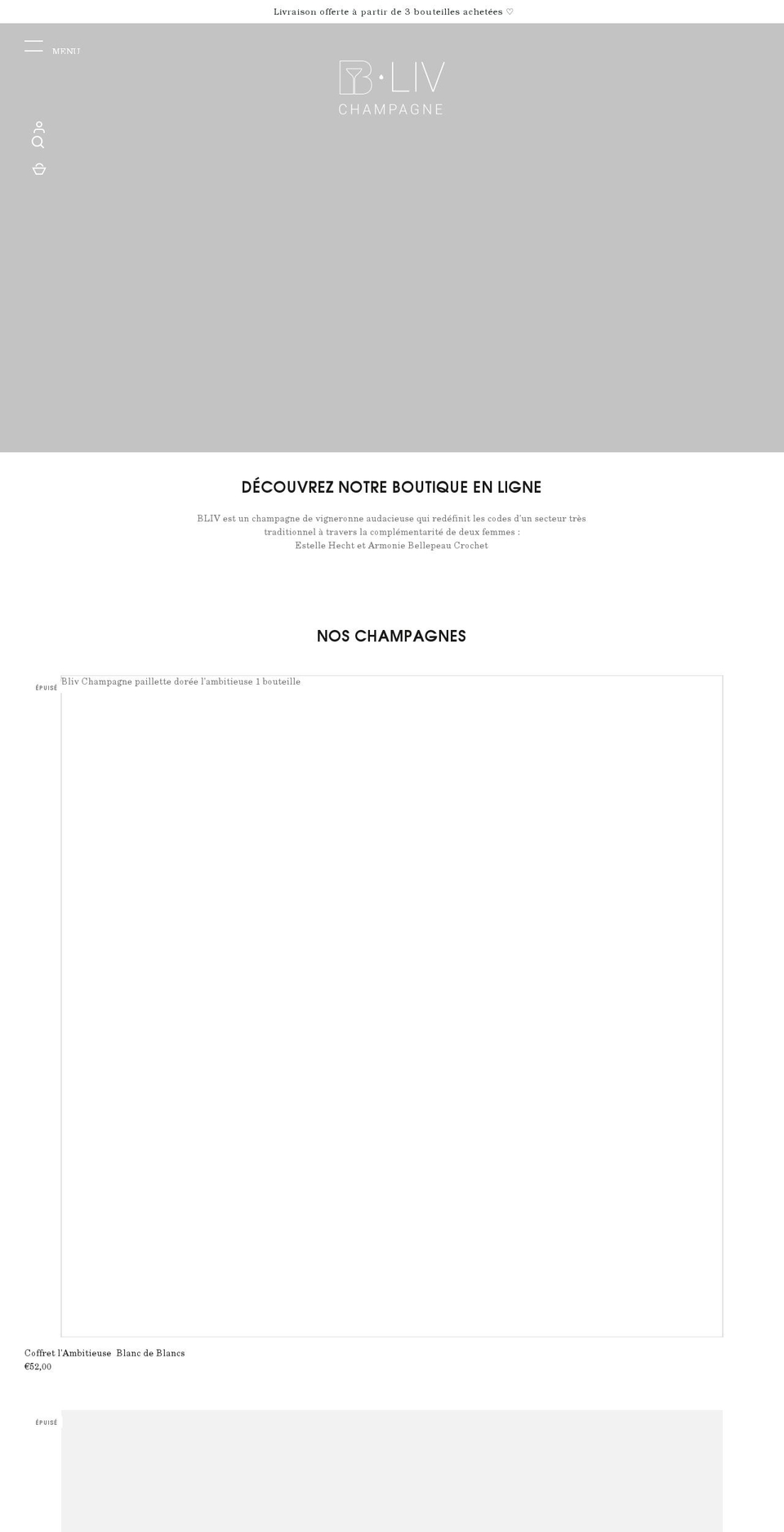 bliv-champagne.com shopify website screenshot