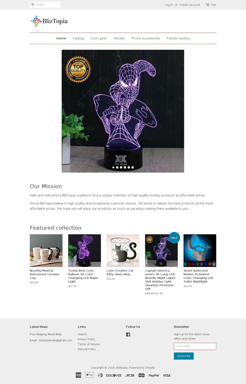 bliztopia.com — Shopify storefront screenshot