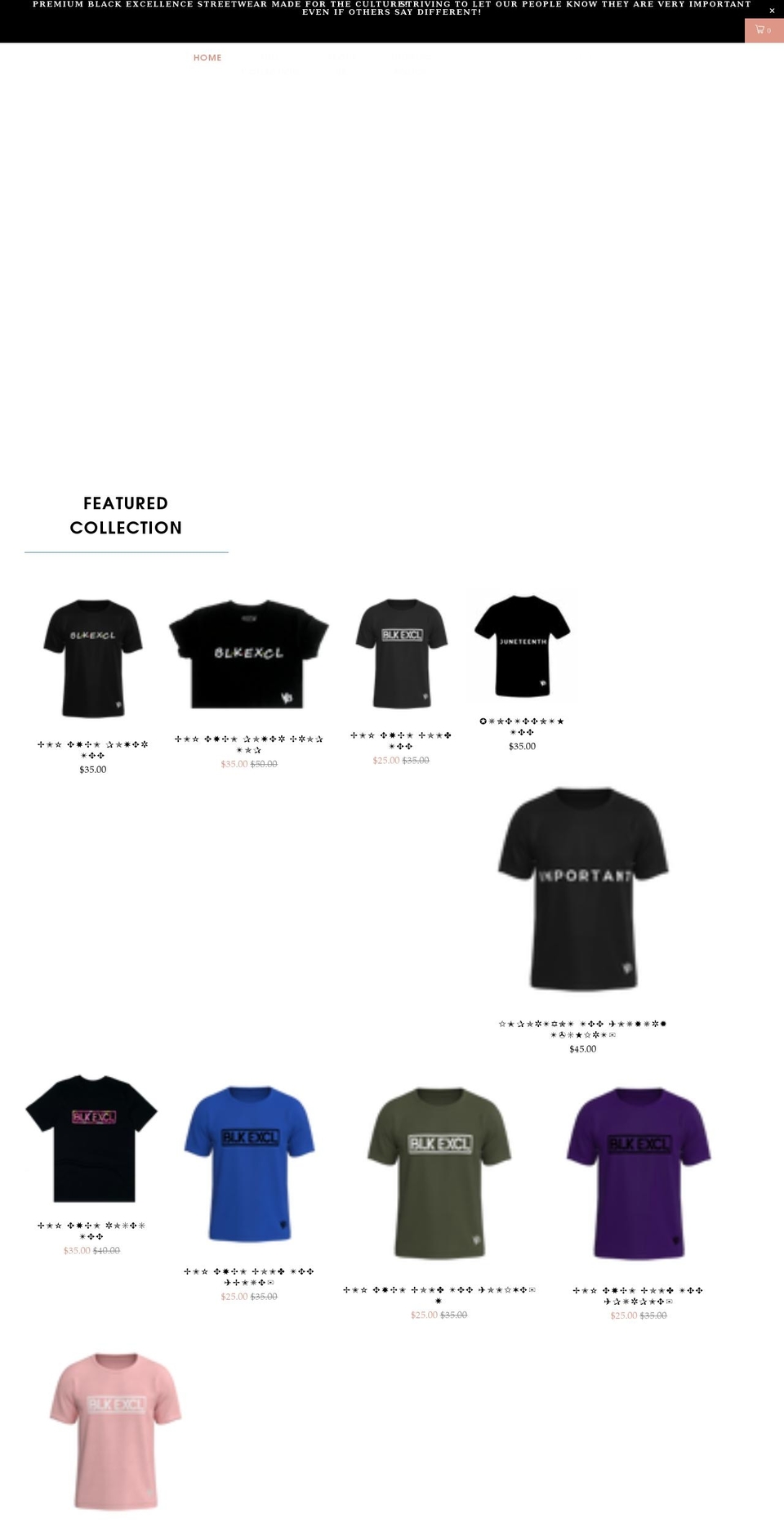 blkexcl.com shopify website screenshot