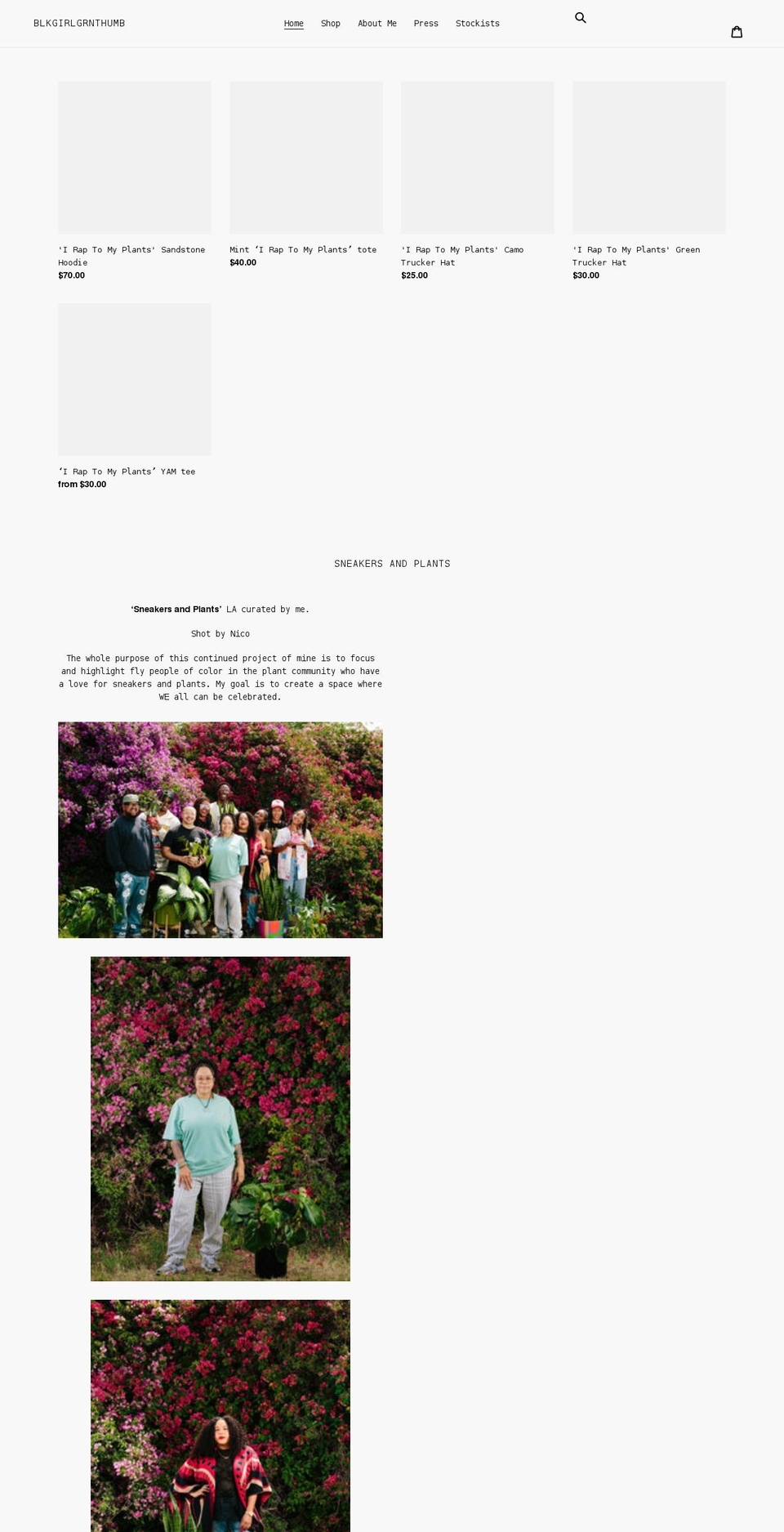 blkgirlgrnthumb.com shopify website screenshot