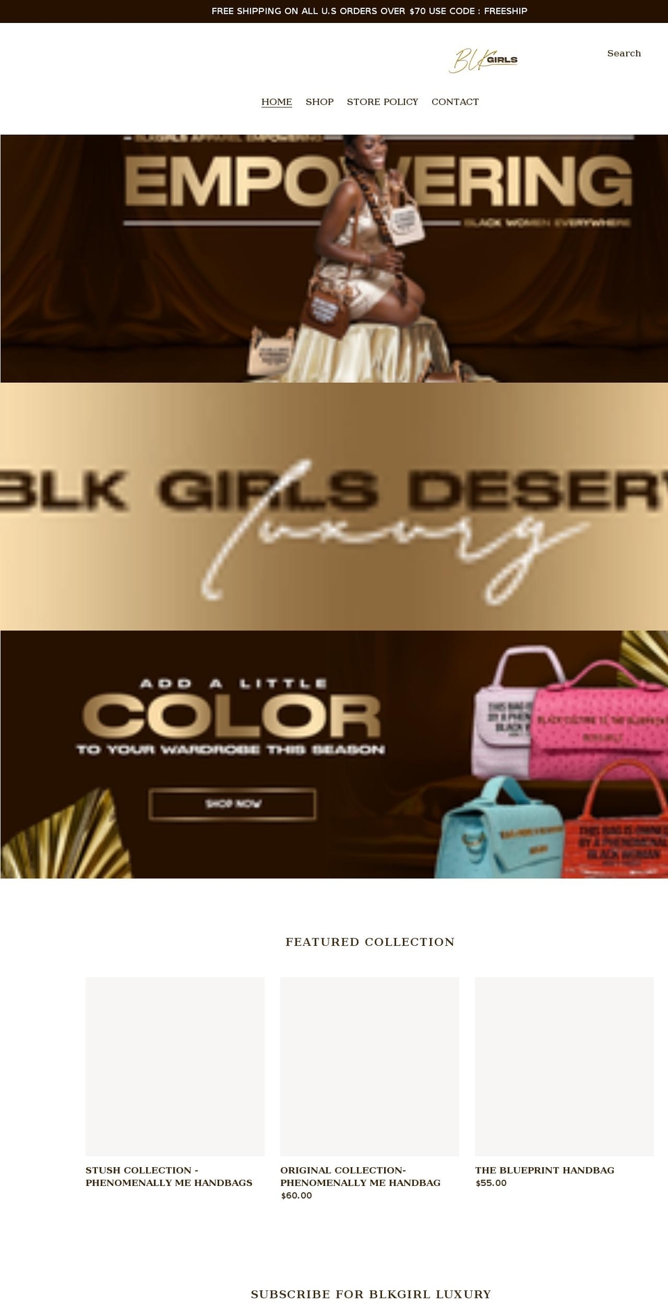 blkgirlsapparel.com shopify website screenshot