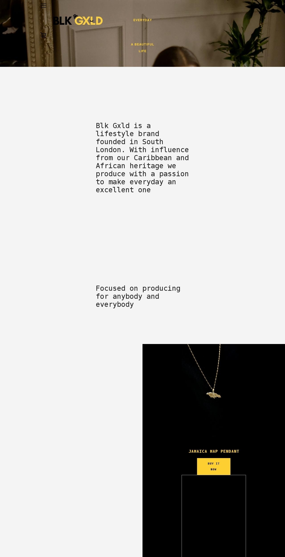 blkgxld.com shopify website screenshot