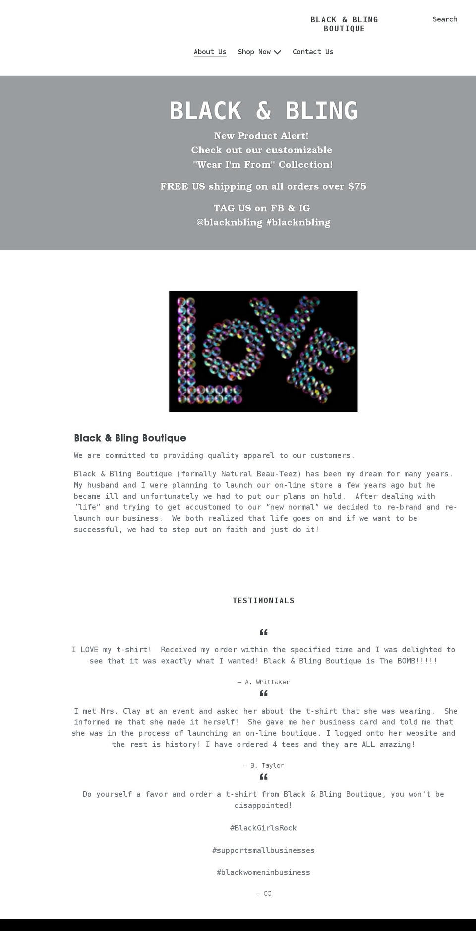 blknbling.com shopify website screenshot
